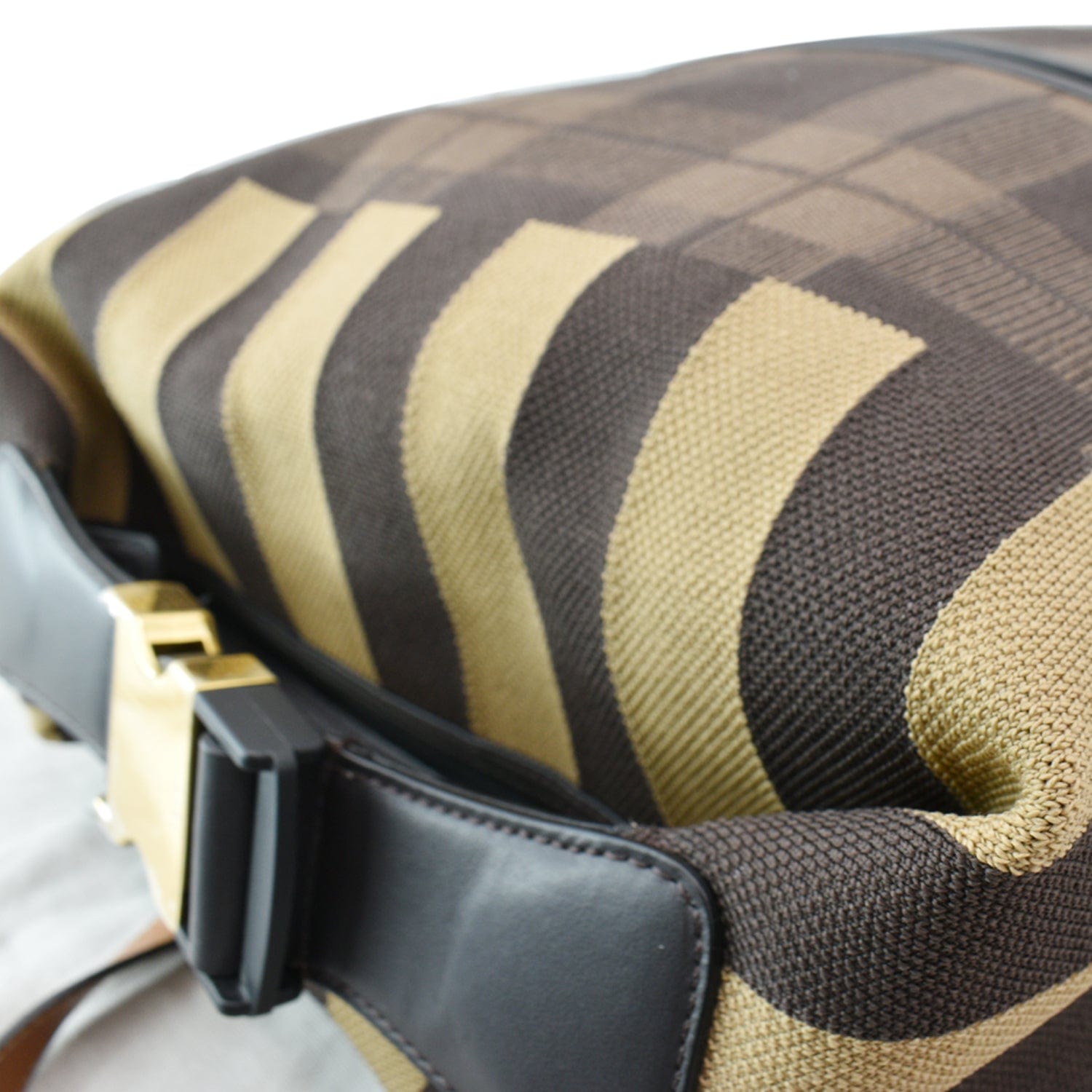 FENDI Tartan Forever Tech Knit Canvas Backpack Brown
