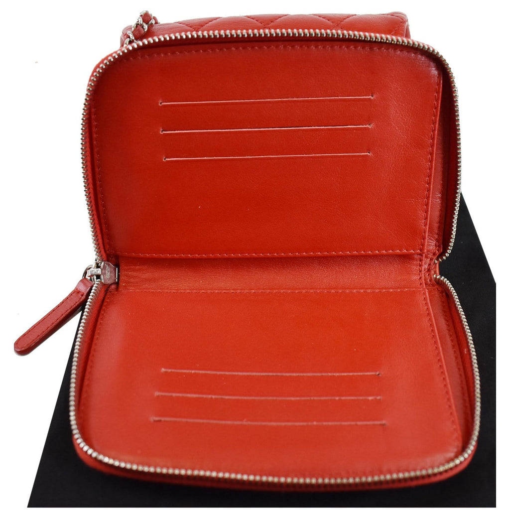 CHANEL Classic Mini Flap Quilted Lambskin Crossbody Bag Red
