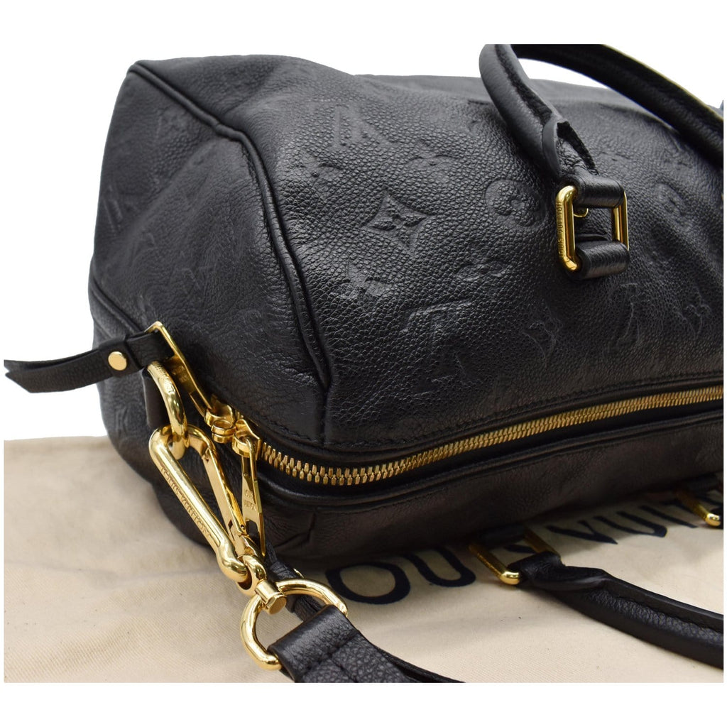 LOUIS VUITTON Speedy 30 Bandouliere Monogram Empreinte Leather Shoulder Bag Black