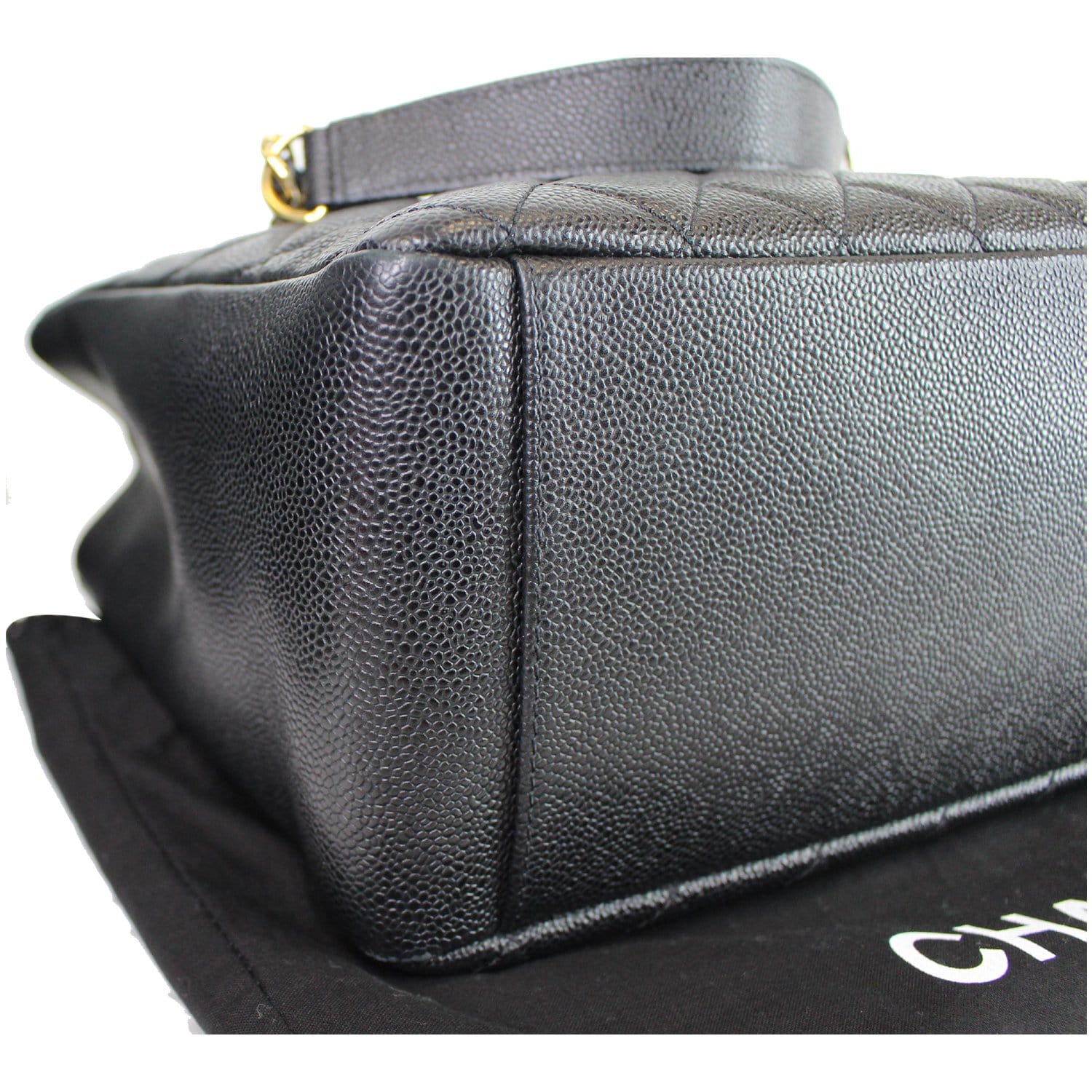 CHANEL Grand Shopping Caviar Leather GST Tote Bag Black
