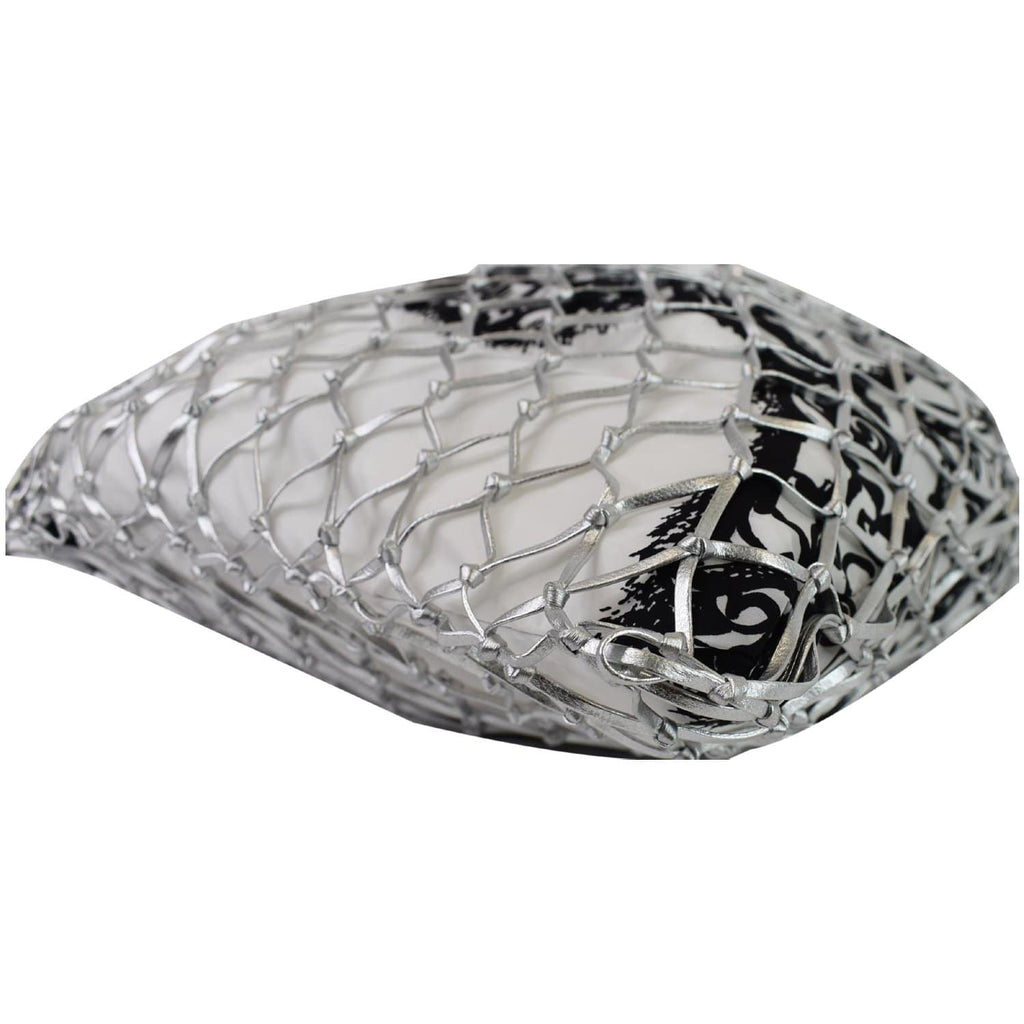 PRADA Rete Fabric Mesh Tote Bag Black/White