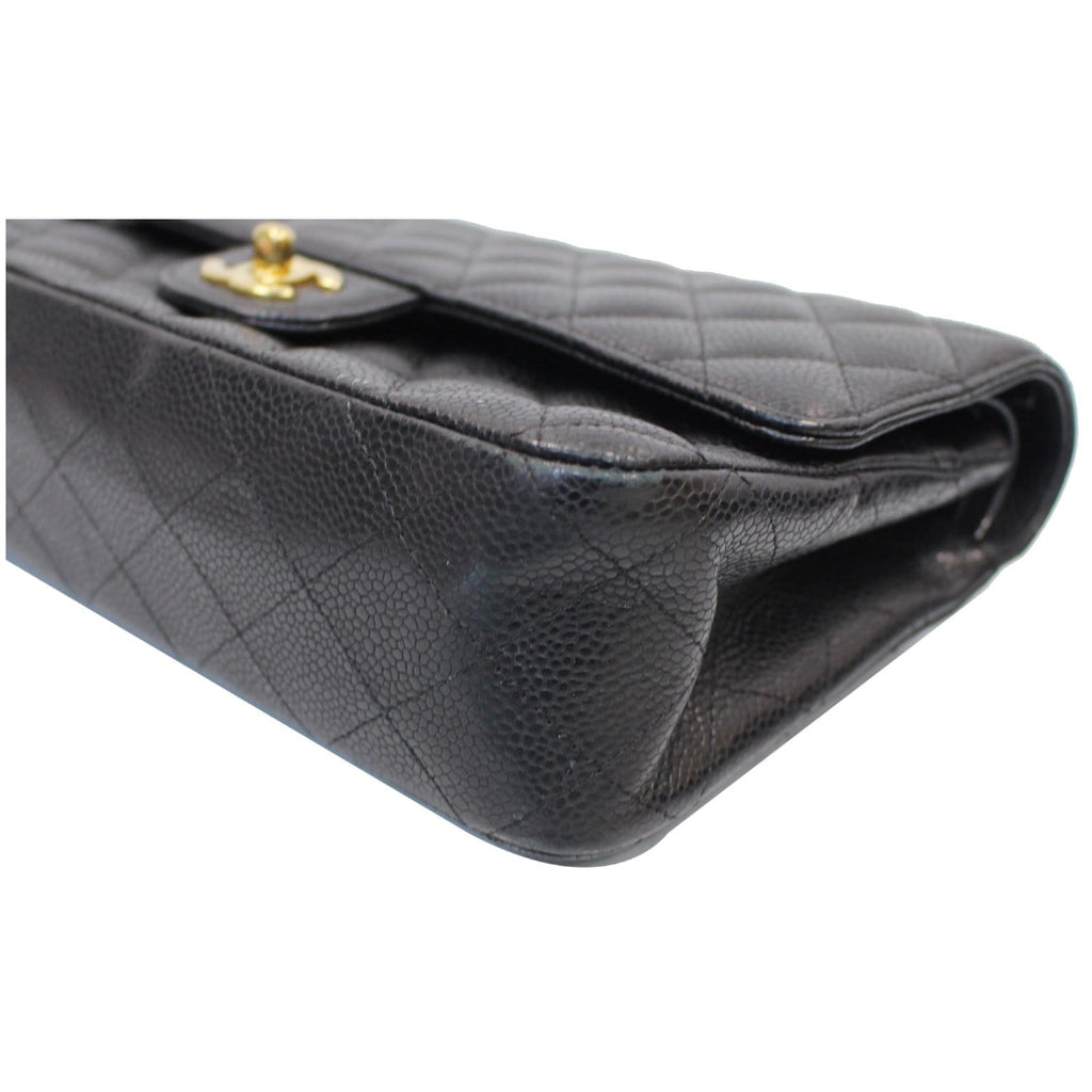 CHANEL Classic Medium Flap Caviar Leather Shoulder Bag Black