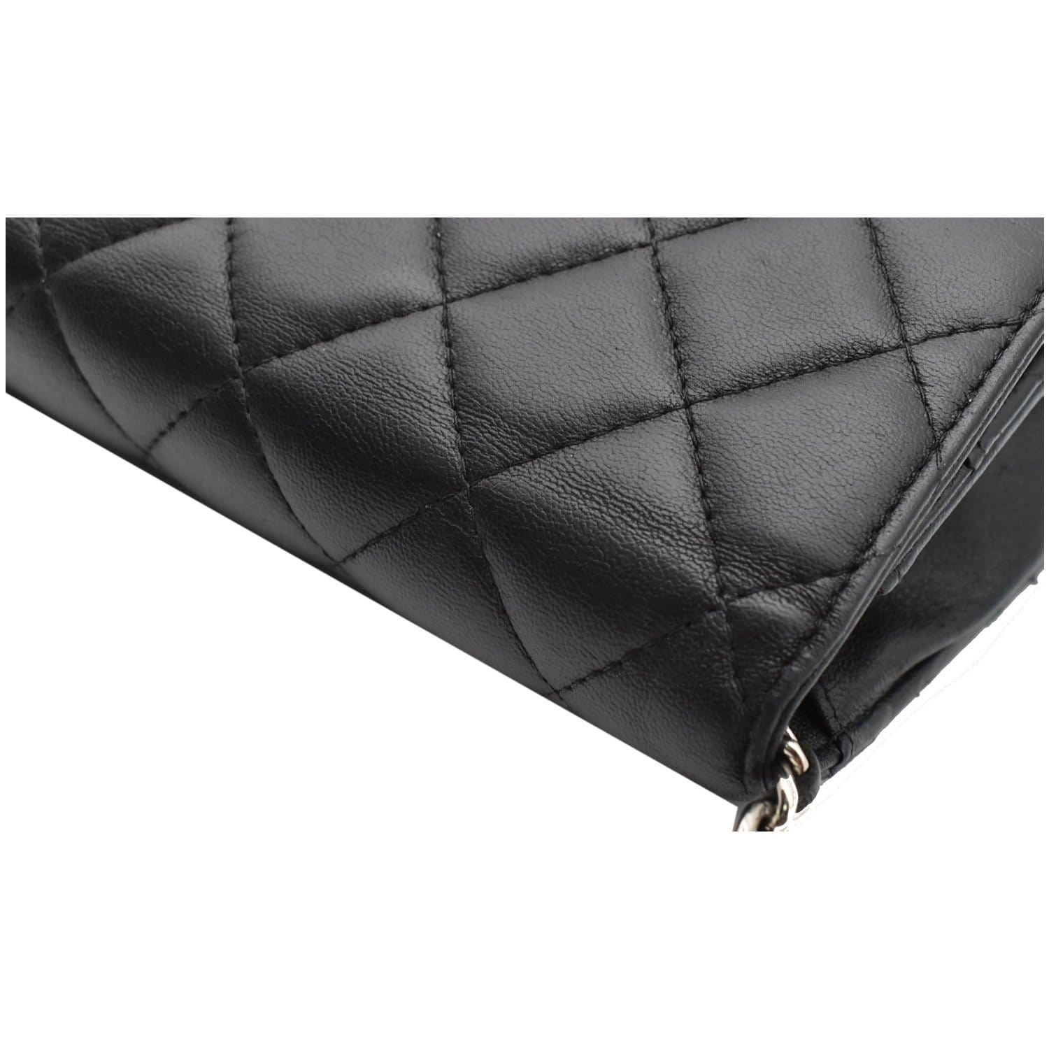 CHANEL WOC Lambskin Leather Chain Crossbody Bag Black