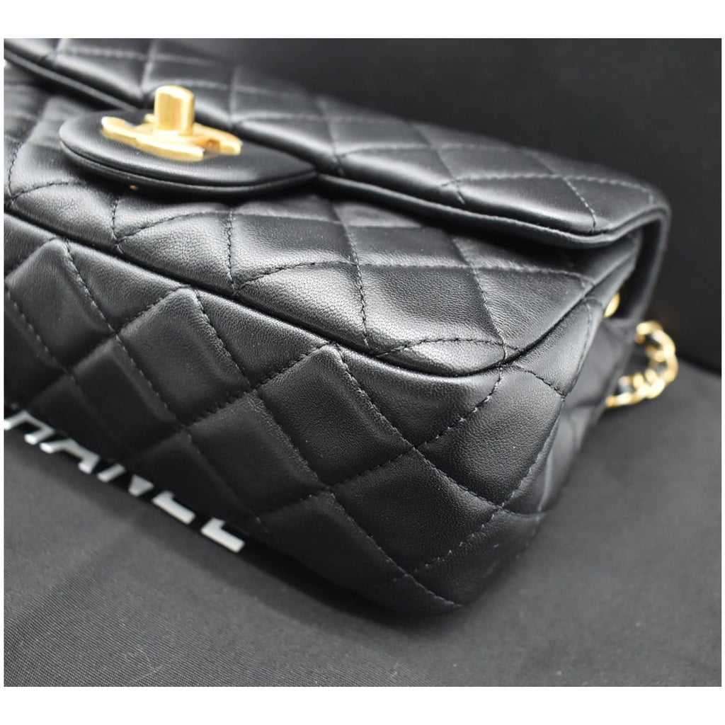 CHANEL Pearl Crush Mini Rectangular Flap Quilted Leather Crossbody Bag Black