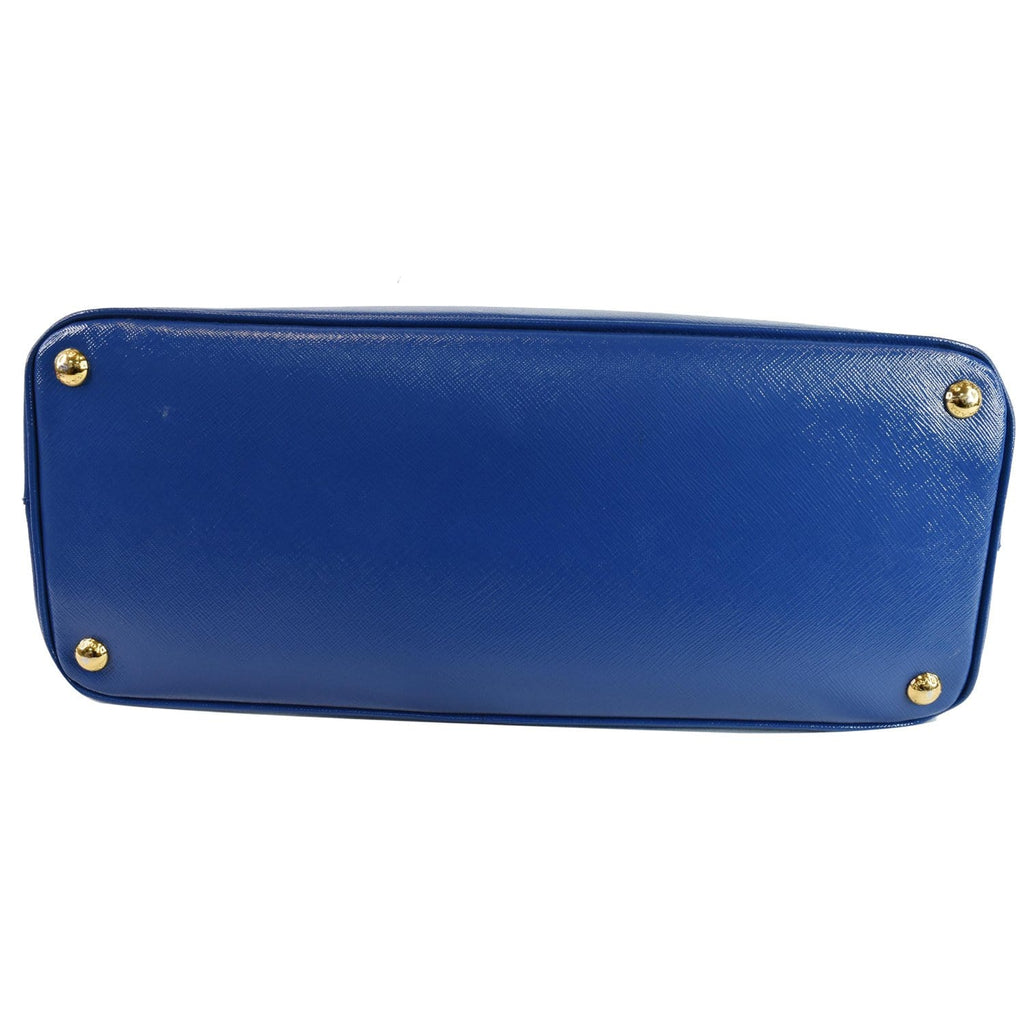 PRADA Parabole Saffiano Lux Leather Shopping Tote Blue
