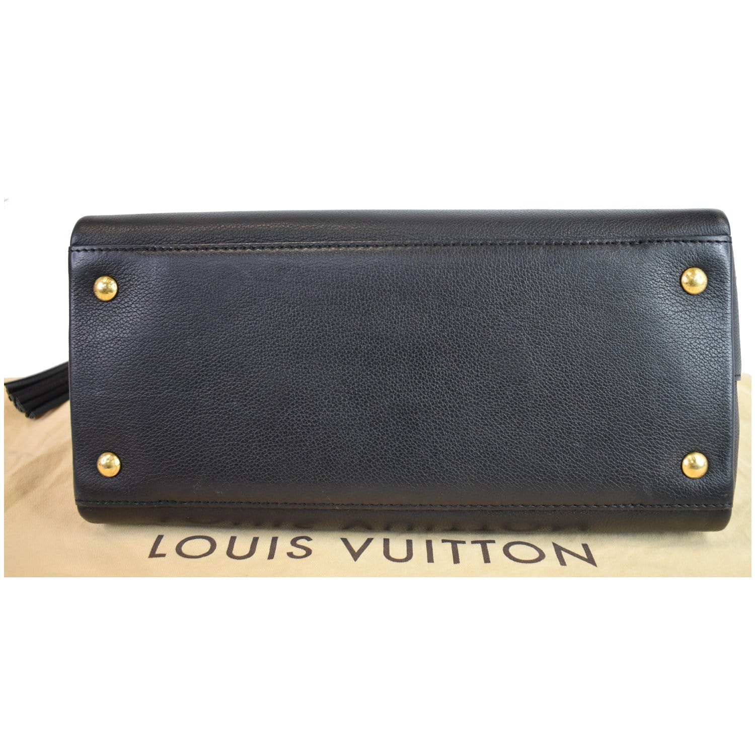 LOUIS VUITTON Lockmeto Calfskin Leather Tote Bag Black