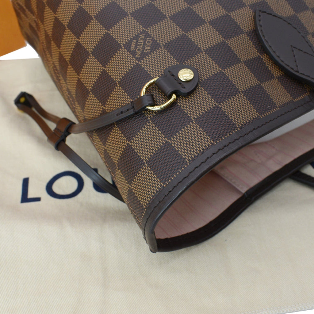 LOUIS VUITTON Neverfull MM Damier Ebene Tote Bag Brown