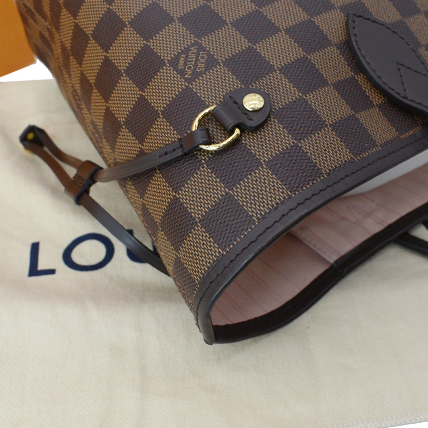 LOUIS VUITTON Neverfull MM Damier Ebene Tote Bag Brown