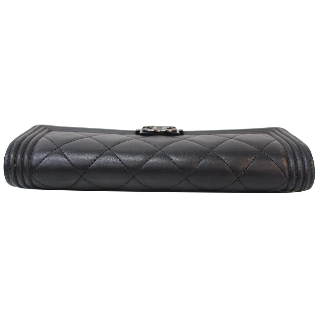 CHANEL Boy Large Flap Lambskin Leather Wallet Black