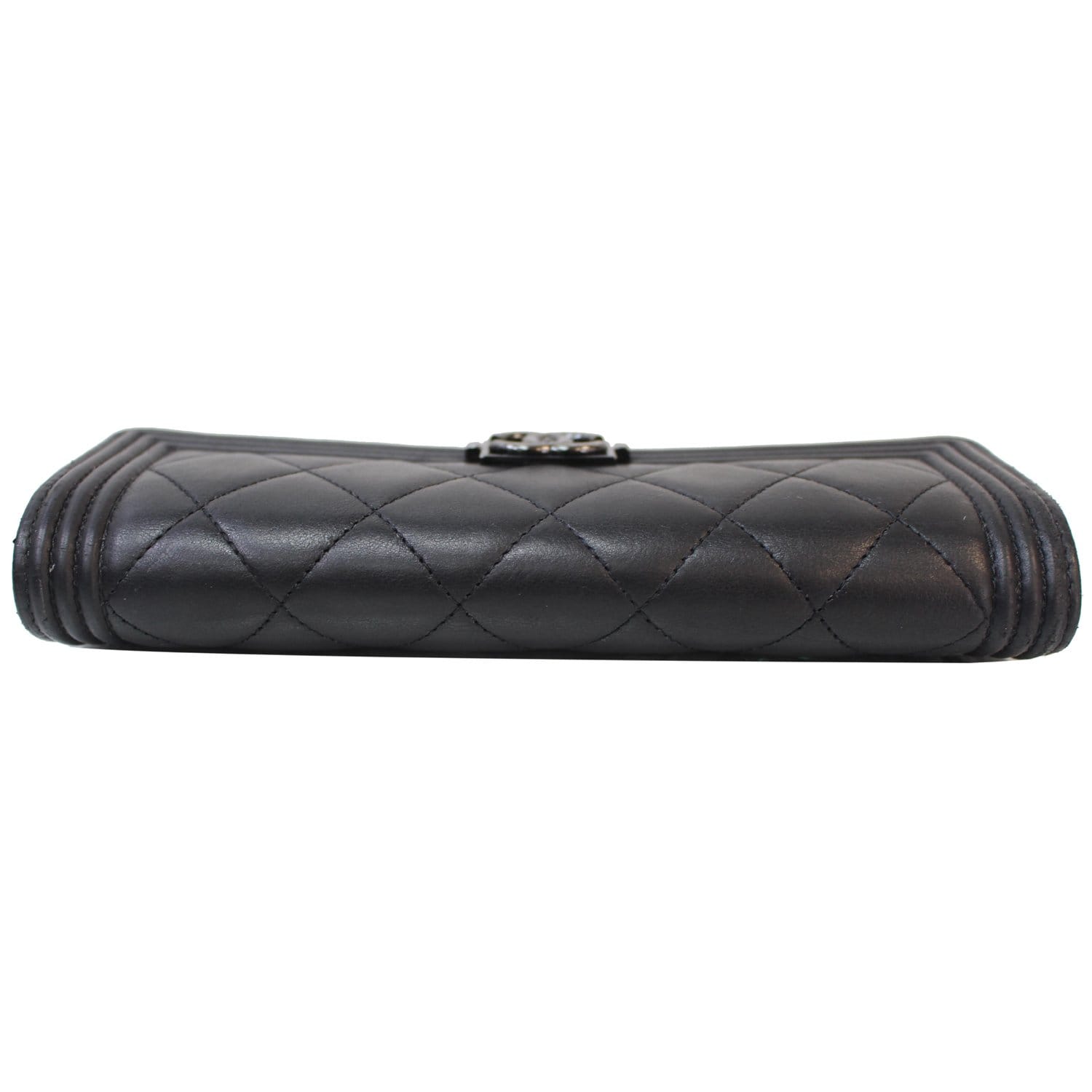 CHANEL Boy Large Flap Lambskin Leather Wallet Black