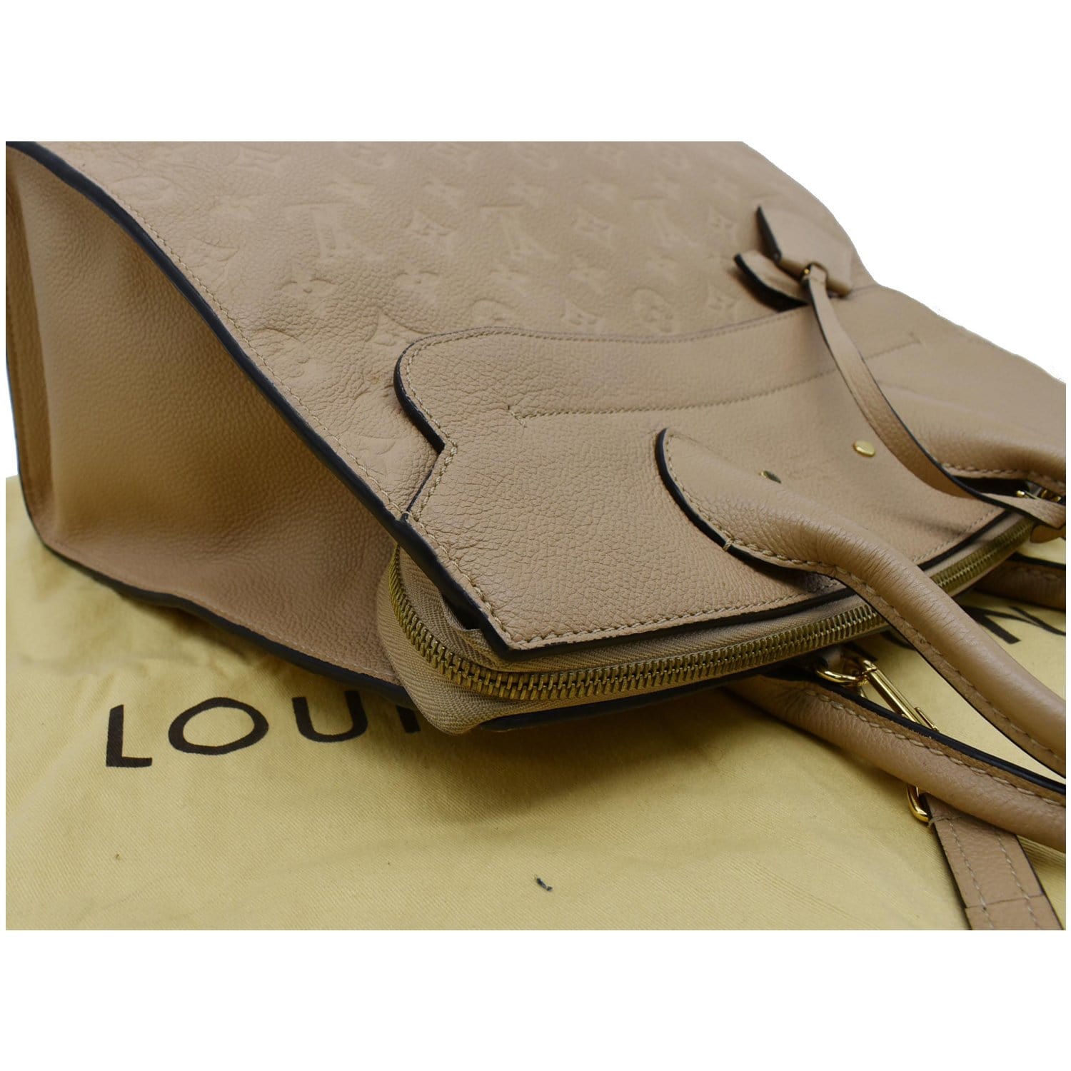 LOUIS VUITTON Pont Neuf MM Monogram Empreinte Leather Shoulder Bag Beige