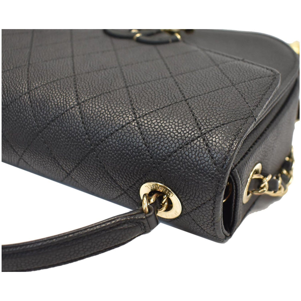 CHANEL Coco Cuba Quilted Grained Calfskin Leather Top Handle Bag Black
