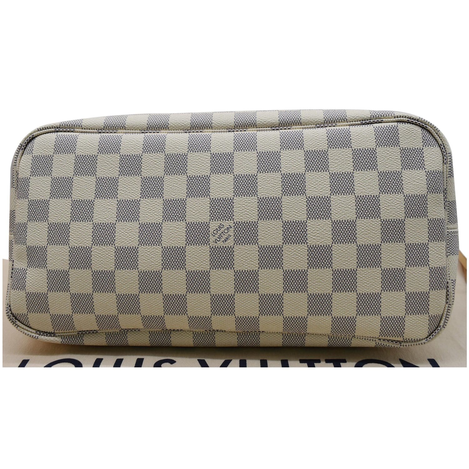 LOUIS VUITTON Neverfull MM Damier Azur Tote Bag Rose Ballerine