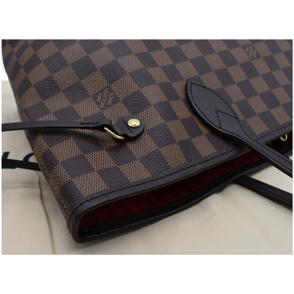 LOUIS VUITTON Neverfull MM Damier Ebene Tote Bag Brown