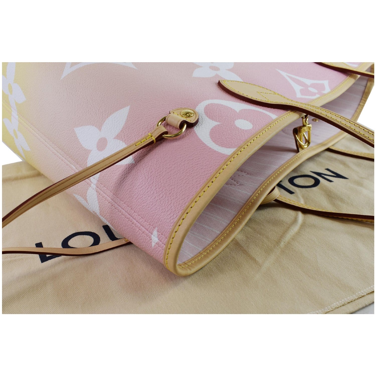 LOUIS VUITTON Neverfull MM Pool Monogram Giant Tote Shoulder Bag Light Pink