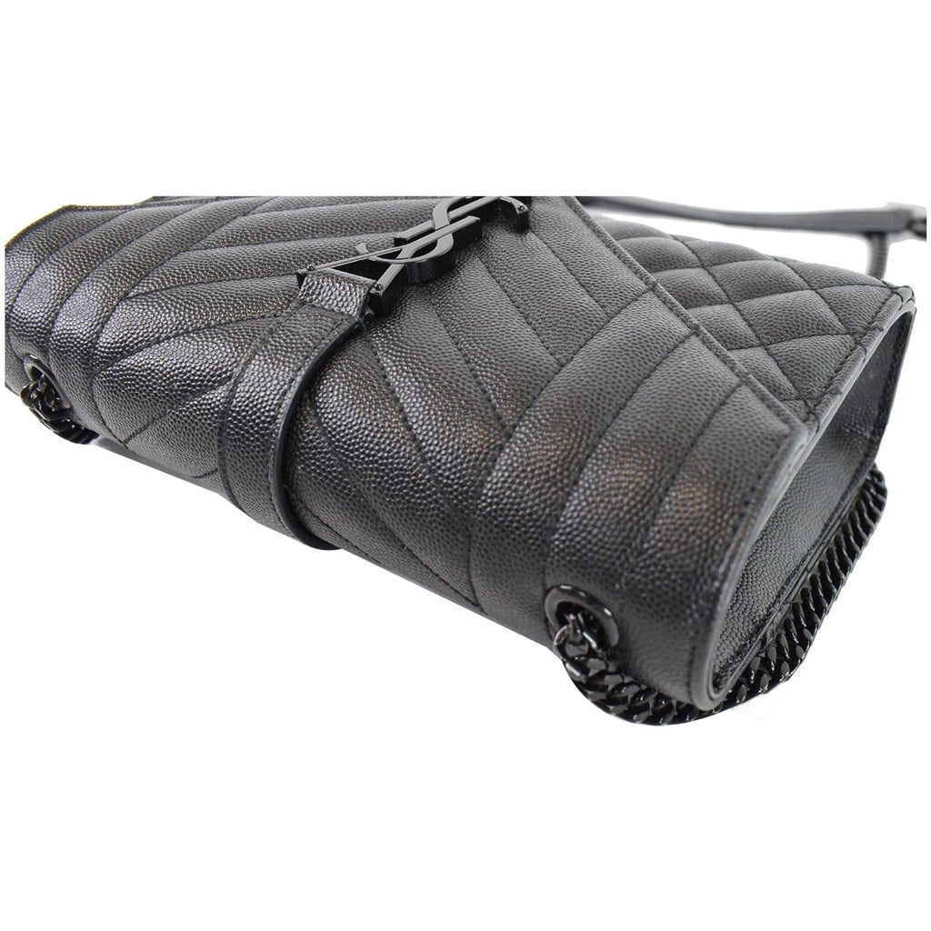 YVES SAINT LAURENT Small Envelope Matelassé Leather Shoulder Bag Black