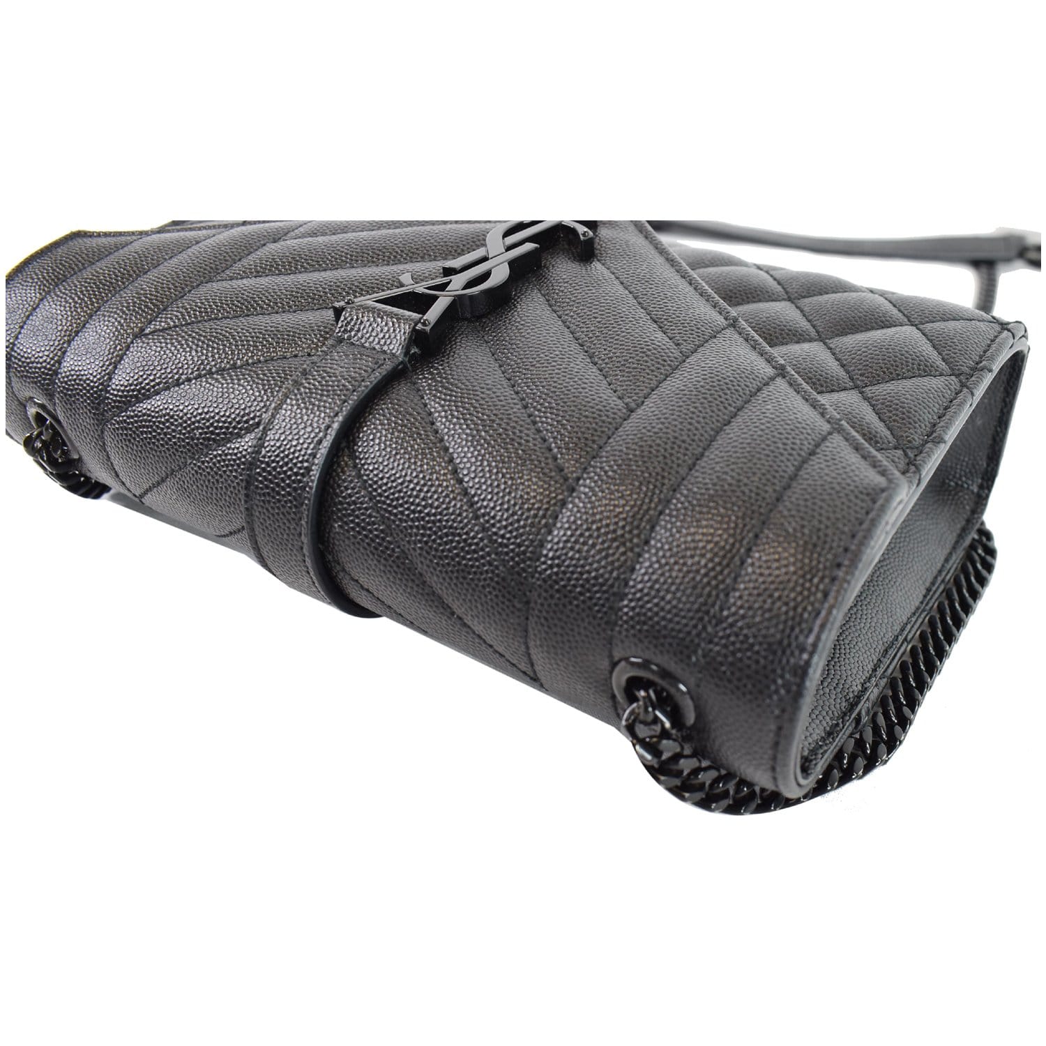 YVES SAINT LAURENT Small Envelope Matelassé Leather Shoulder Bag Black
