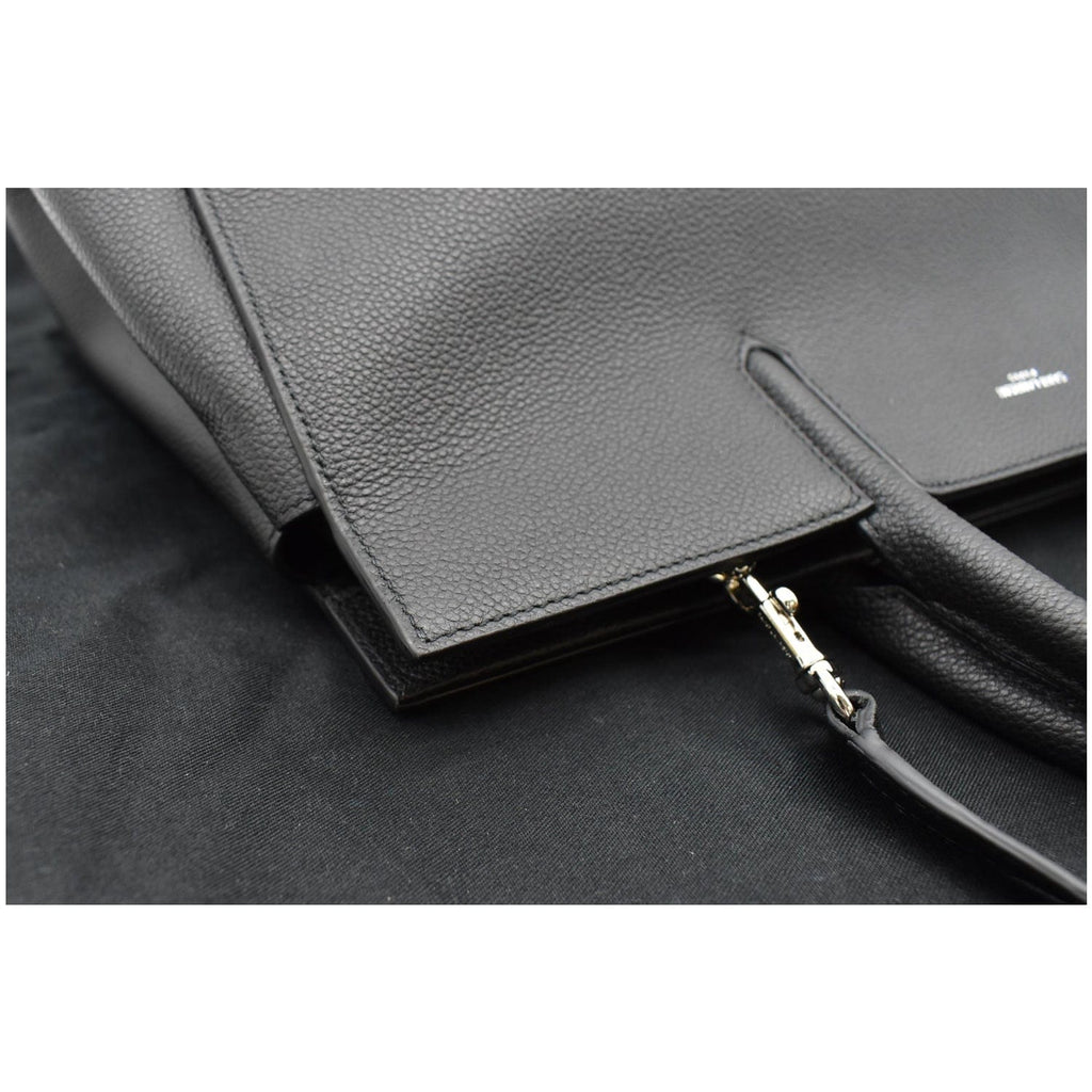 YVES SAINT LAURENT Cabas Rive Gauche Leather Tote Bag Black