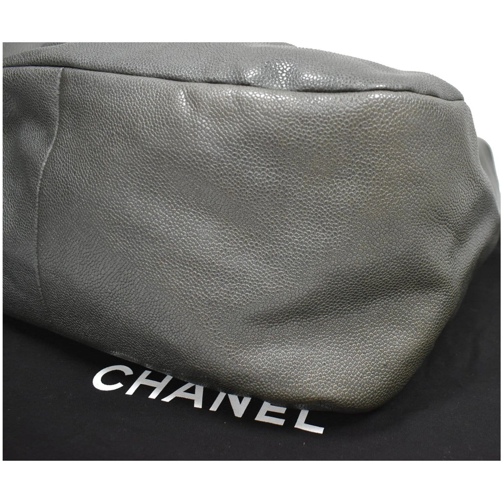 CHANEL 31 Small CC Caviar Leather Hobo Bag Grey