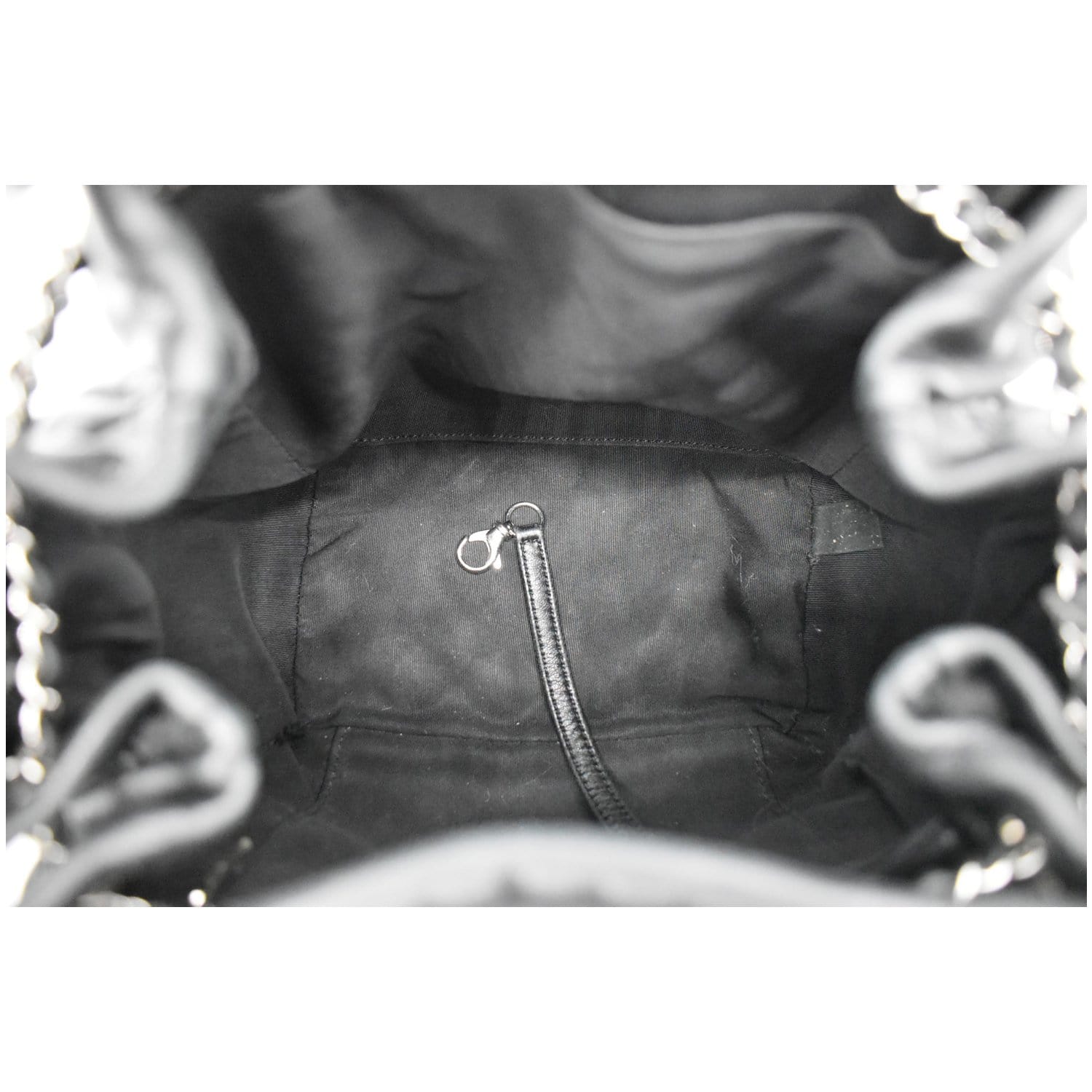 CHANEL Drawstring Bucket Quilted Lambskin Leather Shoulder Bag Black