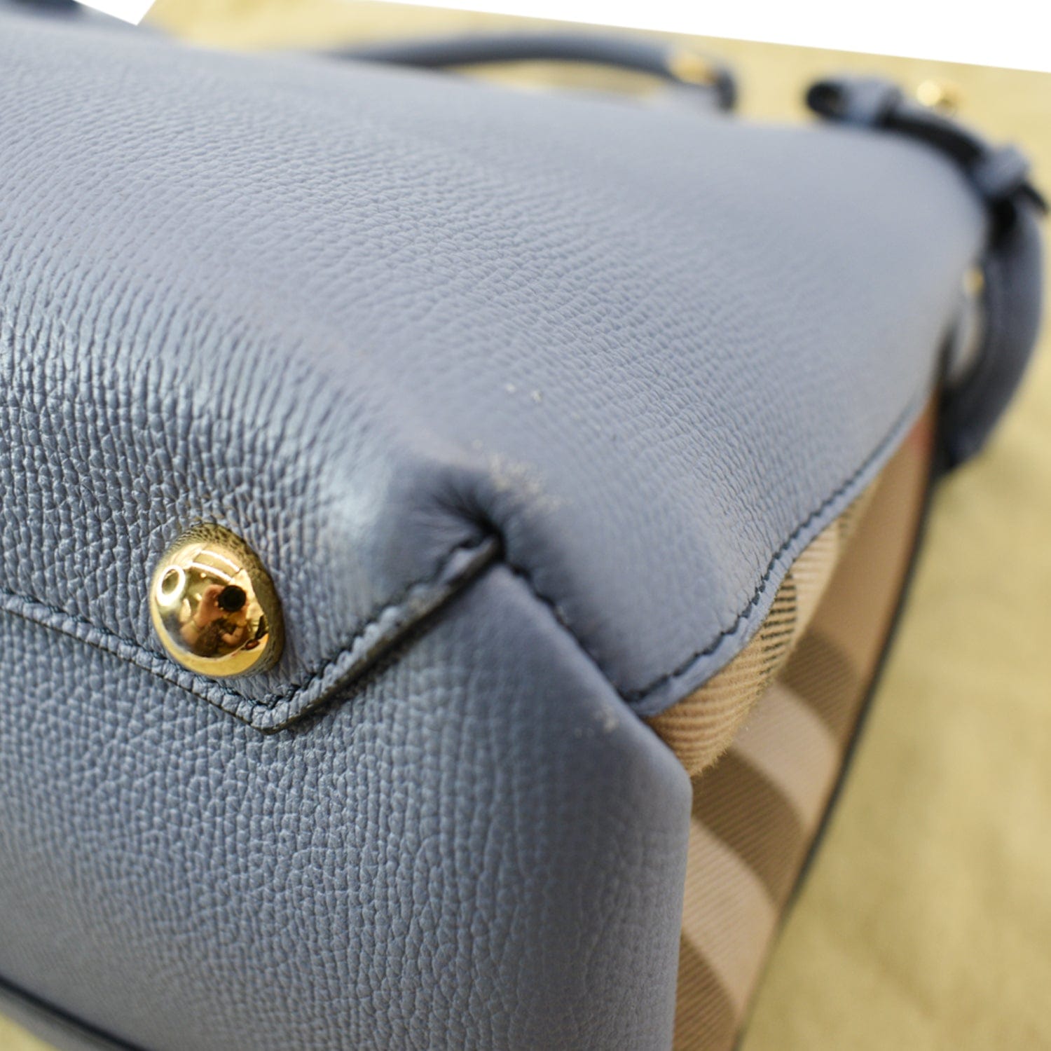 BURBERRY Banner Medium House Check Tote Bag Blue