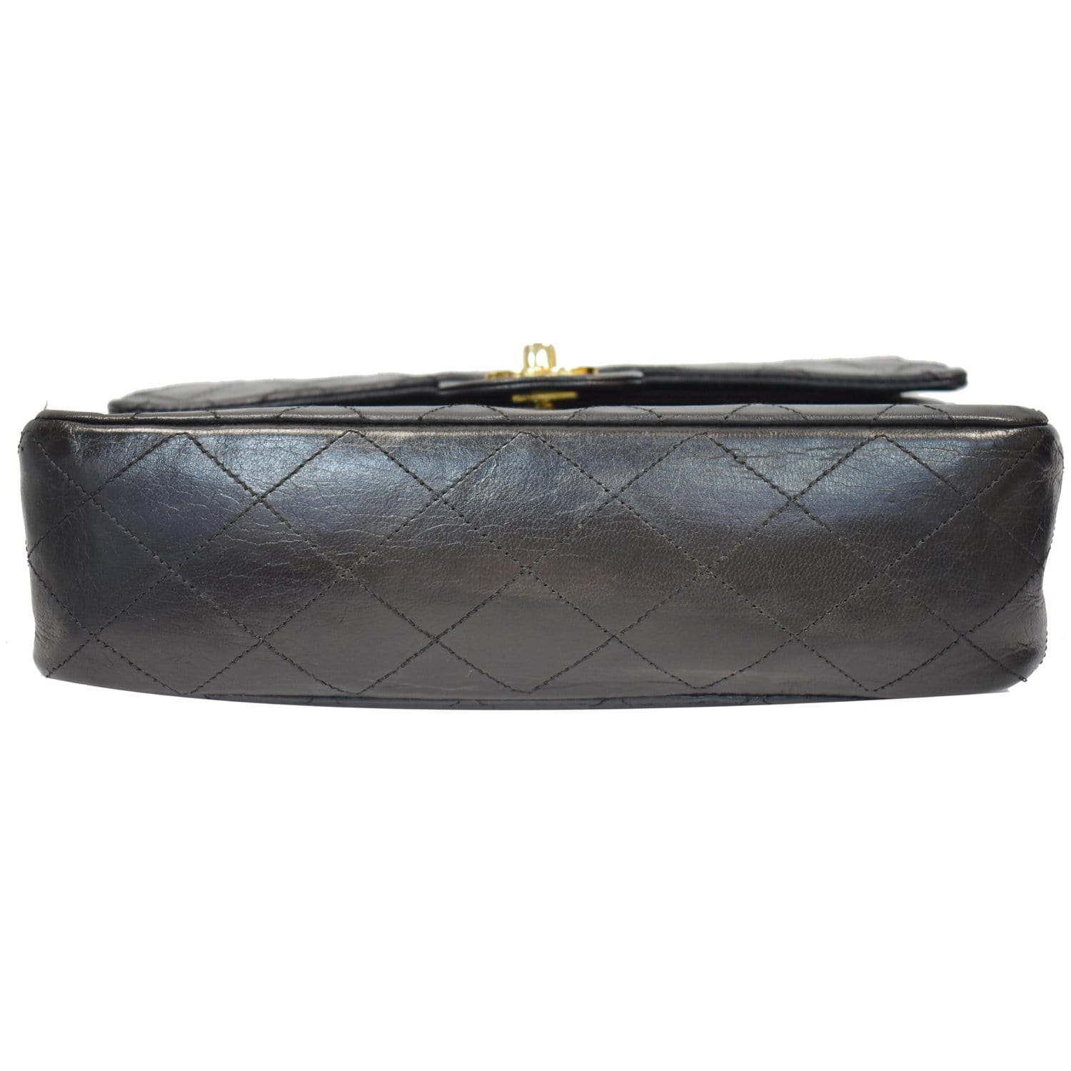 CHANEL CC Vintage Classic Medium Double Flap Calf Shoulder Bag Black