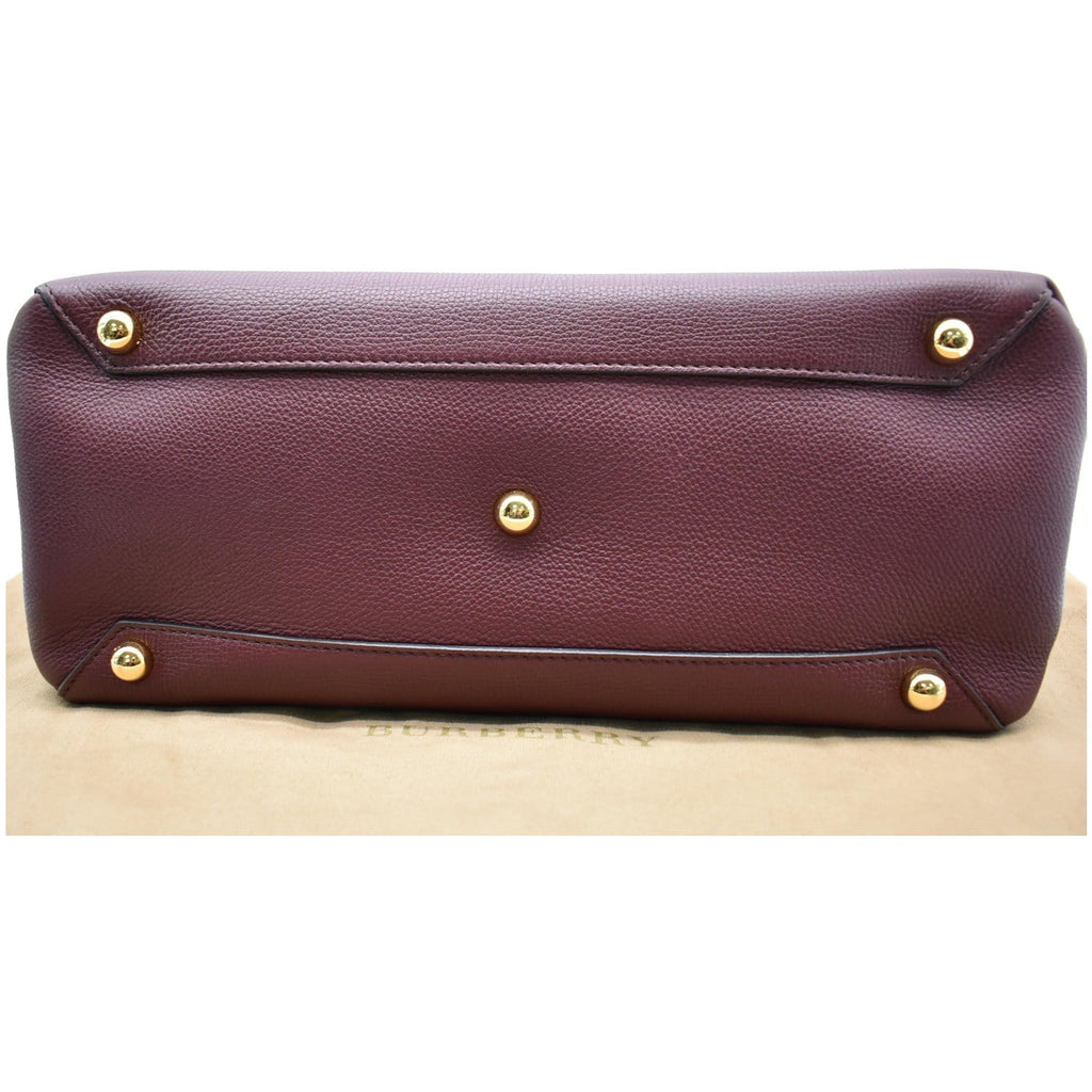 BURBERRY Banner Medium Leather Tote Shoulder Bag Red