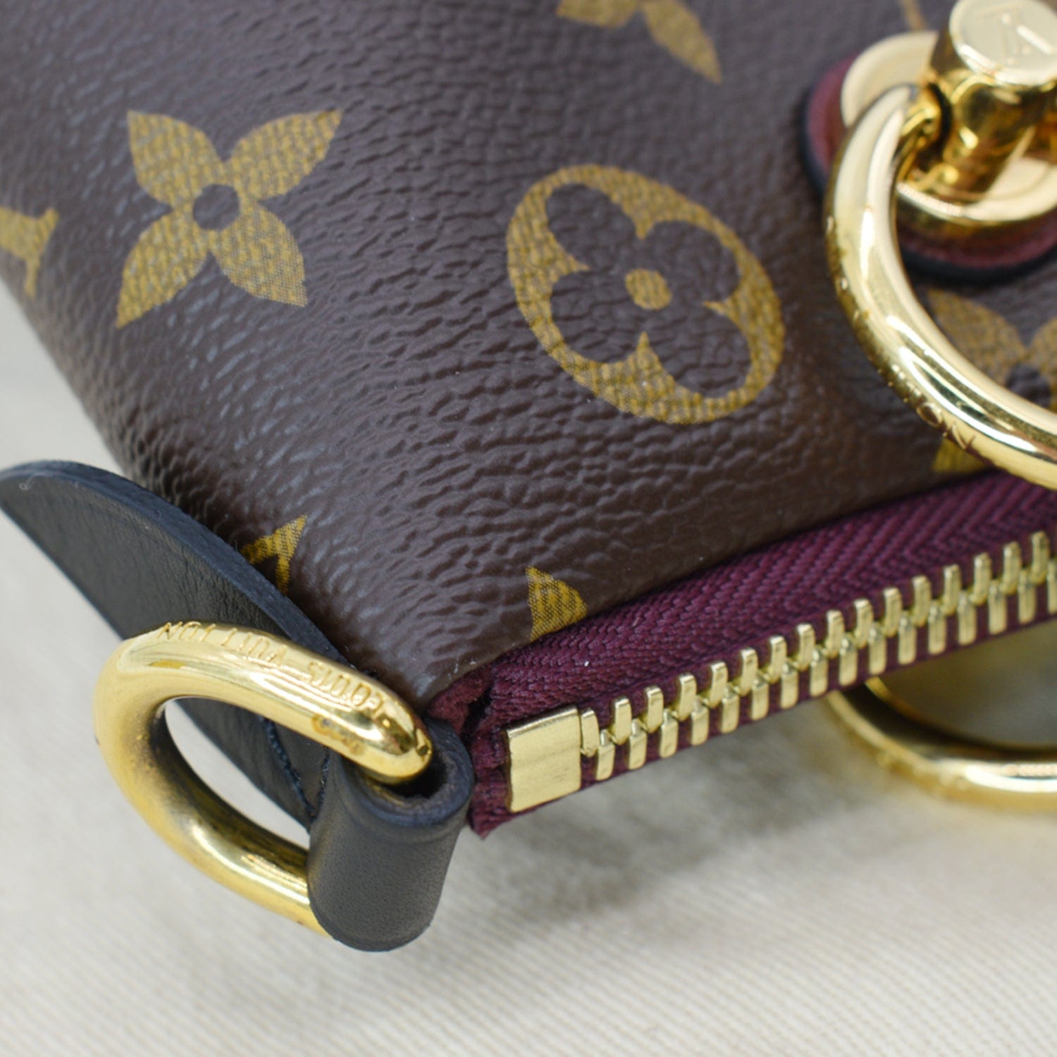 LOUIS VUITTON V MM Monogram Canvas Tote Shoulder Bag Bordeaux