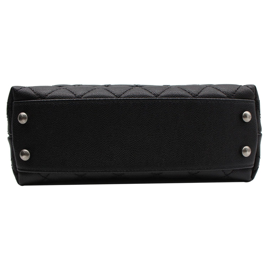 CHANEL Coco Mini Top Lizard Handle Caviar Leather Shoulder Bag Black