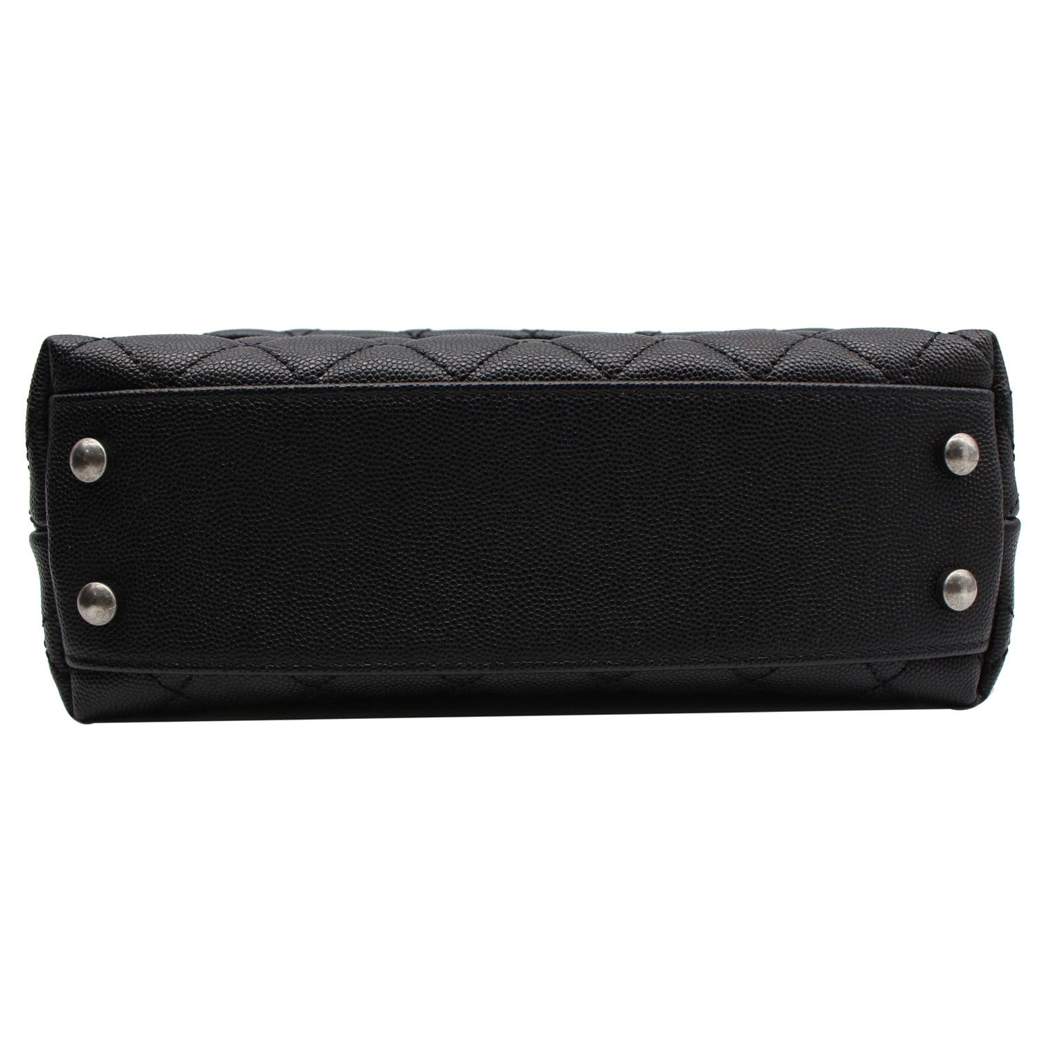 CHANEL Coco Mini Top Lizard Handle Caviar Leather Shoulder Bag Black