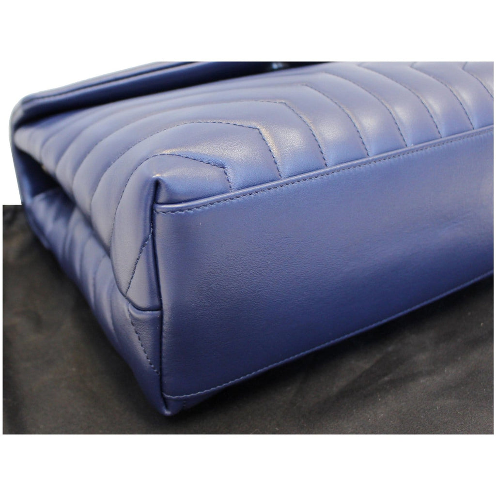 YVES SAINT LAURENT Matelasse Loulou Monogram Calfskin Shoulder Bag Blue
