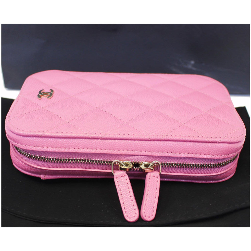 CHANEL Wallet On Chain WOC Caviar Leather Phone Holder Pink