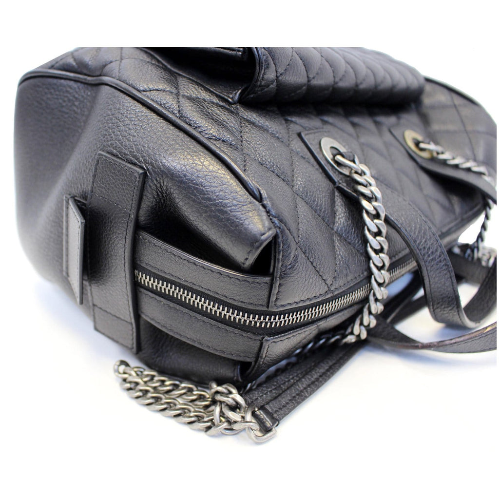 CHANEL Metallic Grained Calfskin Quilted Leather Bowling Bag