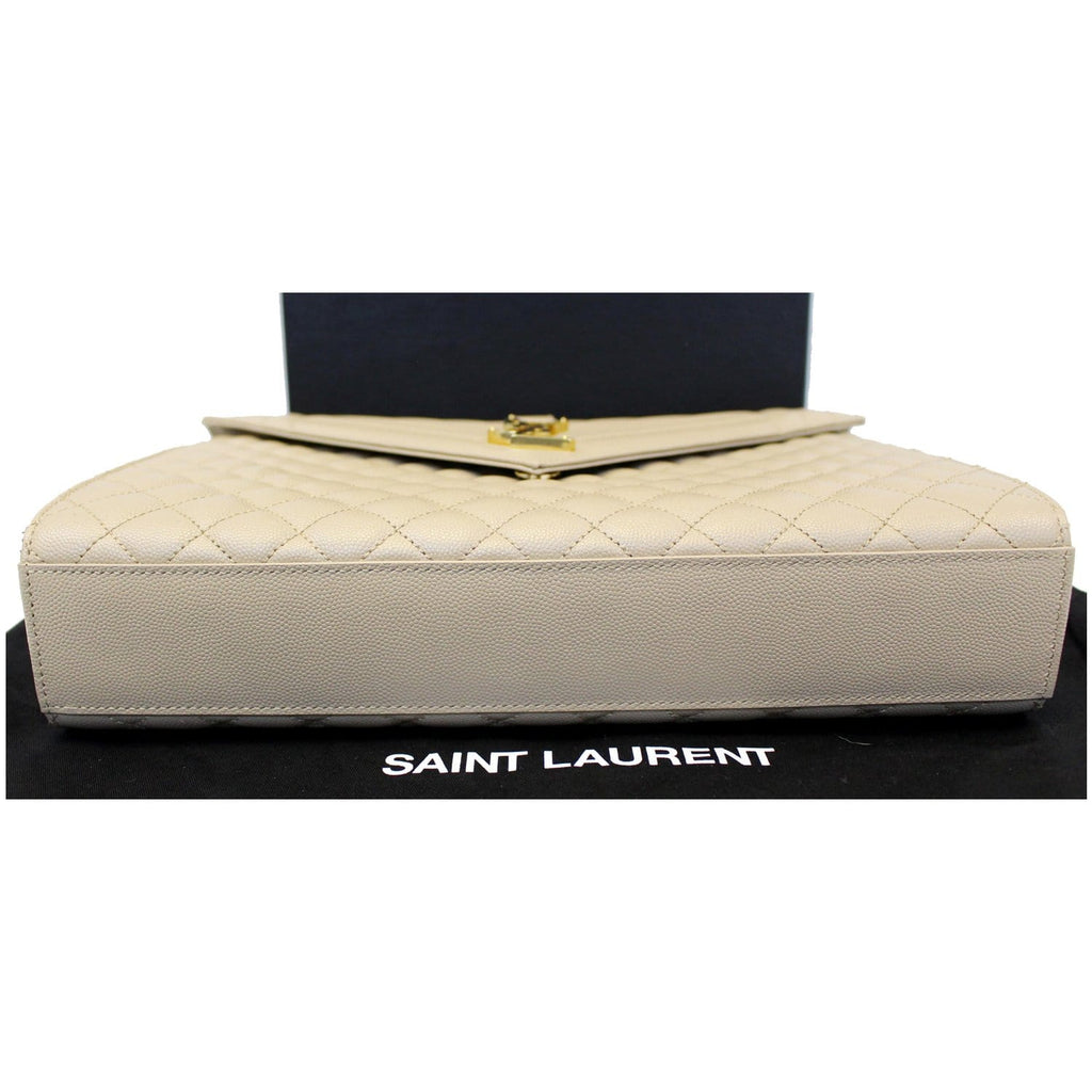 YVES SAINT LAURENT Envelope Large Matelasse Embossed Leather Shoulder Bag Nude