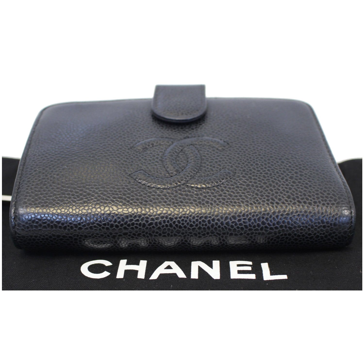 CHANEL CC Caviar Leather Bifold Wallet Black