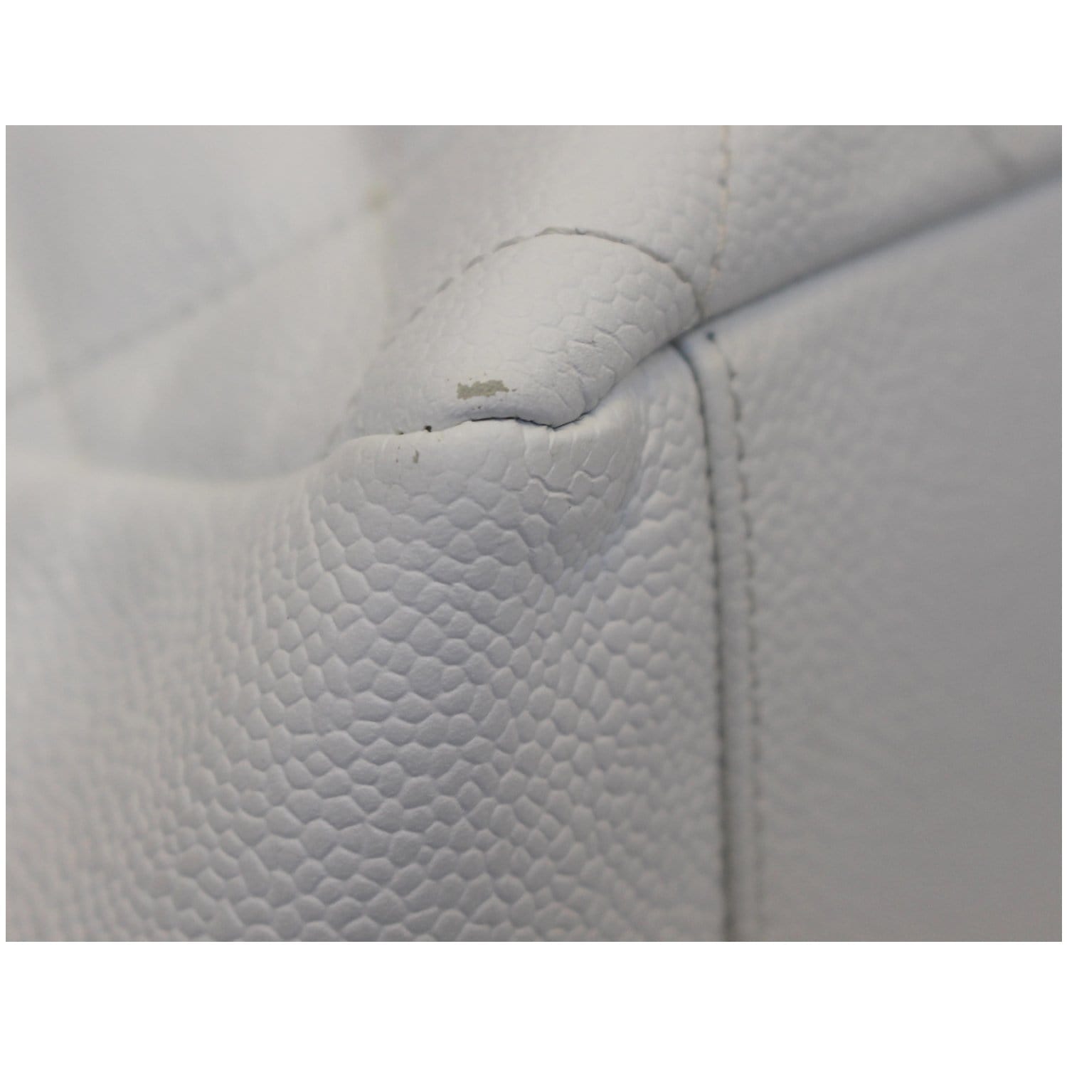 CHANEL Grand Shopping Quilted Caviar Leather Tote Bag White