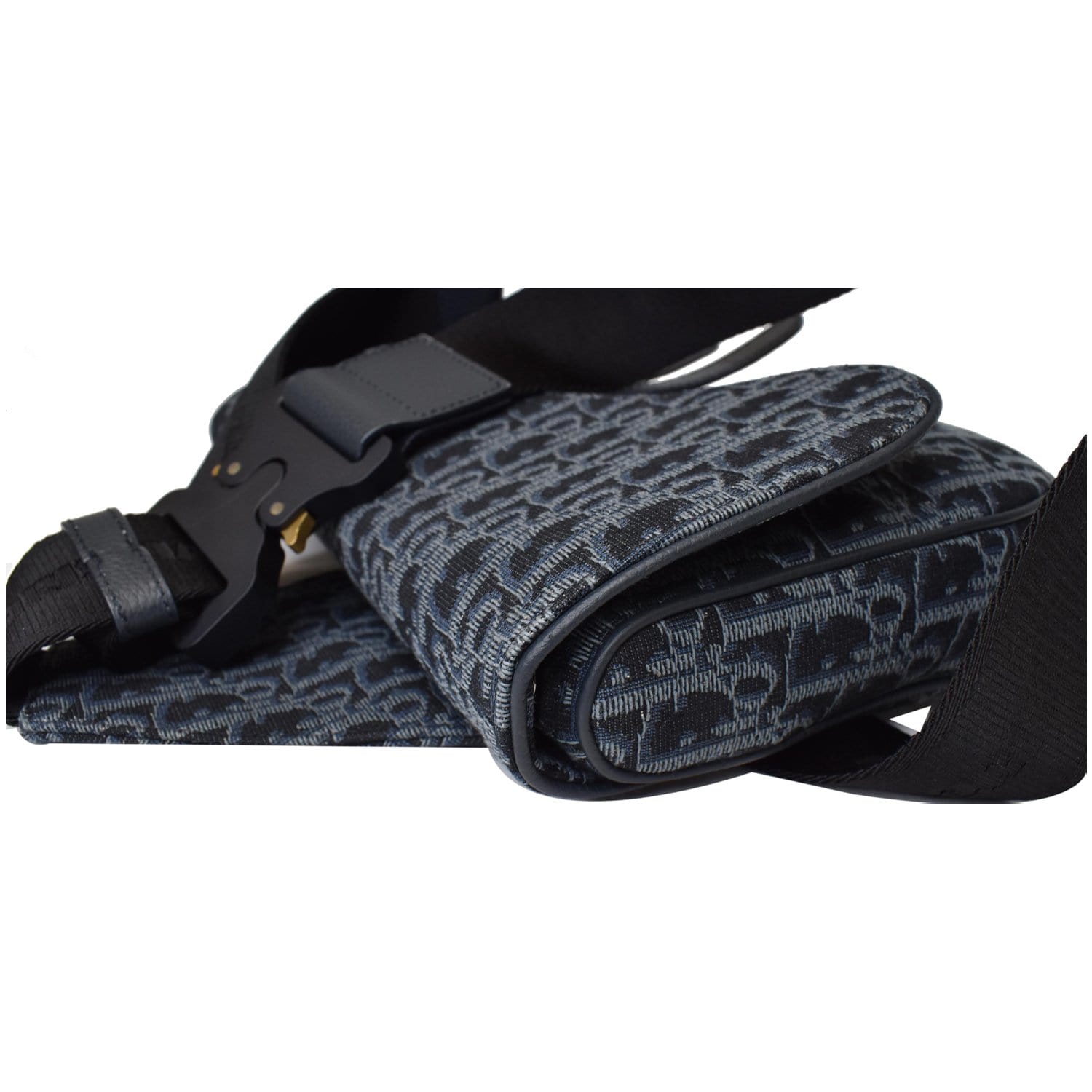 CHRISTIAN DIOR Saddle Oblique Jacquard Crossbody Bag Black