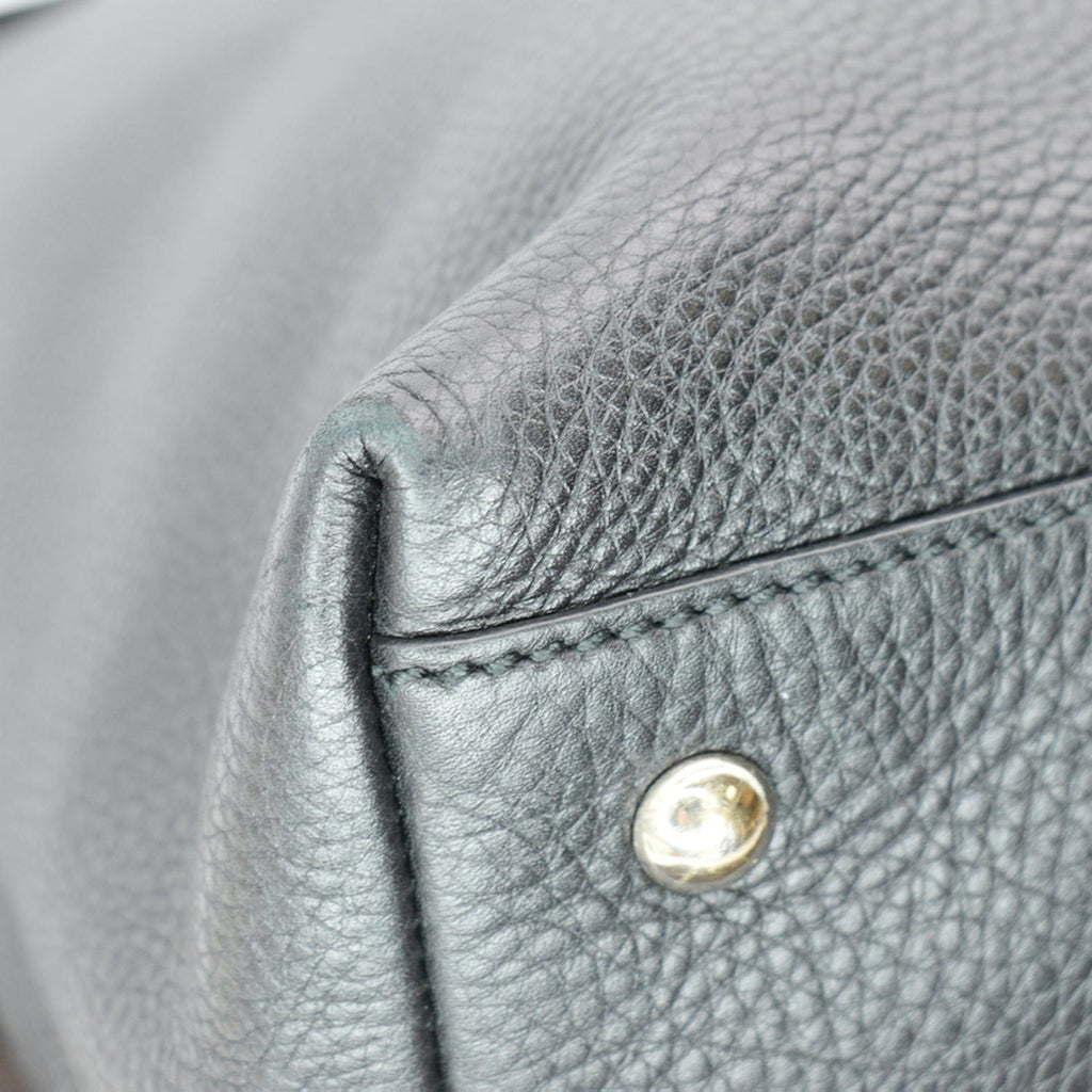 GUCCI Soho Tassel Pebbled Leather Tote Bag Black 282303 - sold