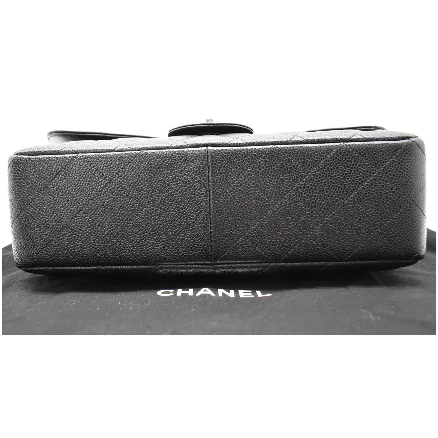 CHANEL Jumbo Classic Single Flap Caviar Leather Shoulder Bag Black