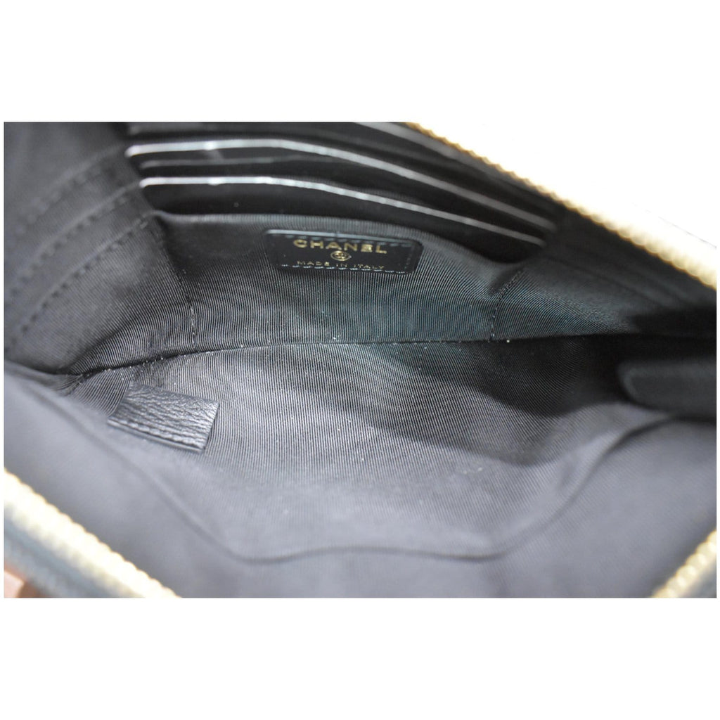 CHANEL French New Wave CC Caviar Quilted Pouch Black