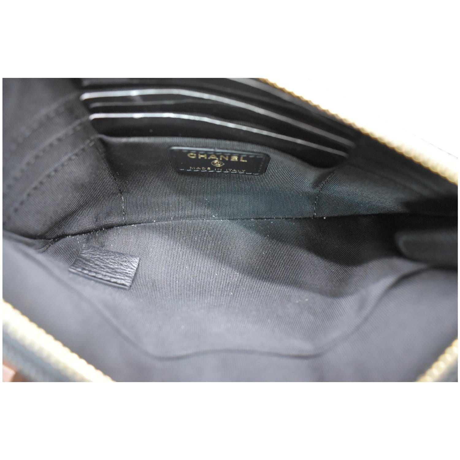 CHANEL French New Wave CC Caviar Quilted Pouch Black