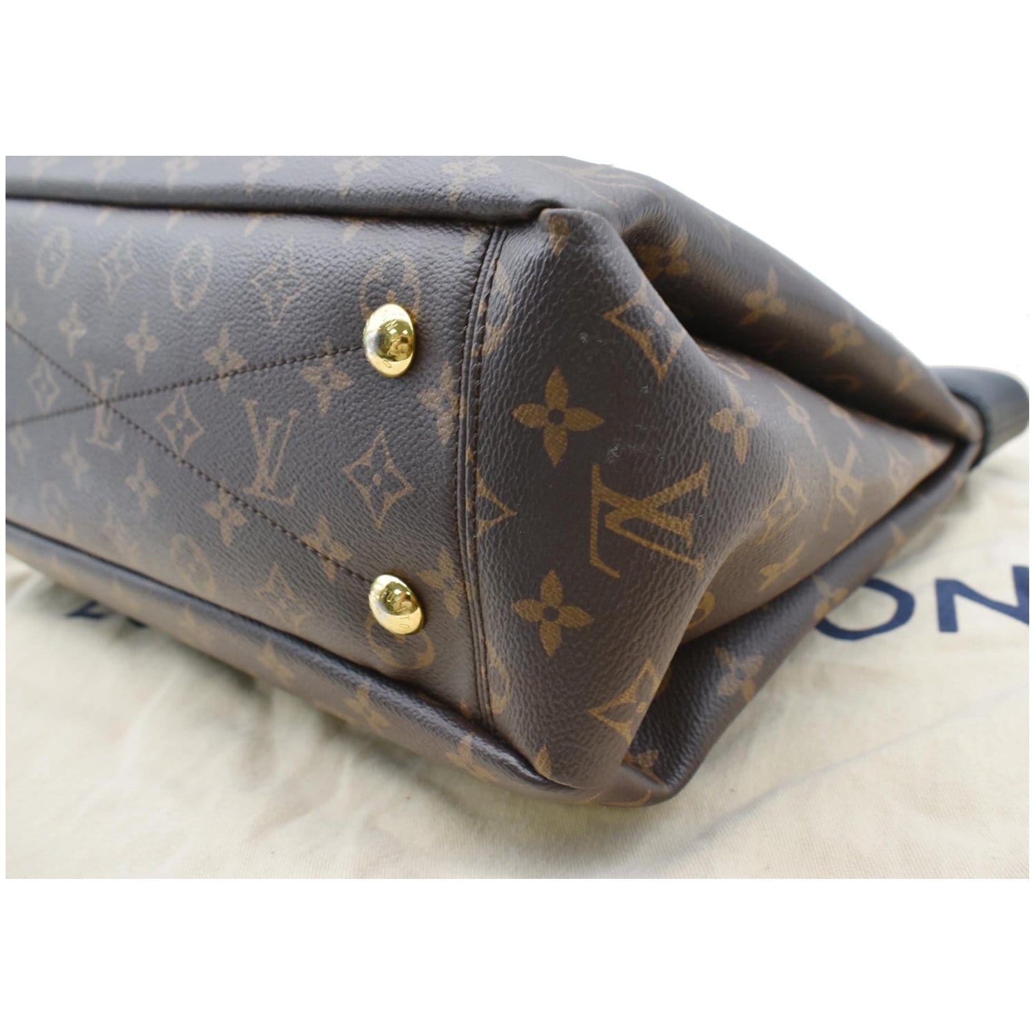 LOUIS VUITTON Pallas Chain Monogram Canvas Shopper Tote Bag Brown