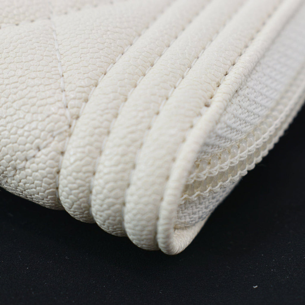 CHANEL Caviar Quilted Small Boy Zip Around Wallet White
