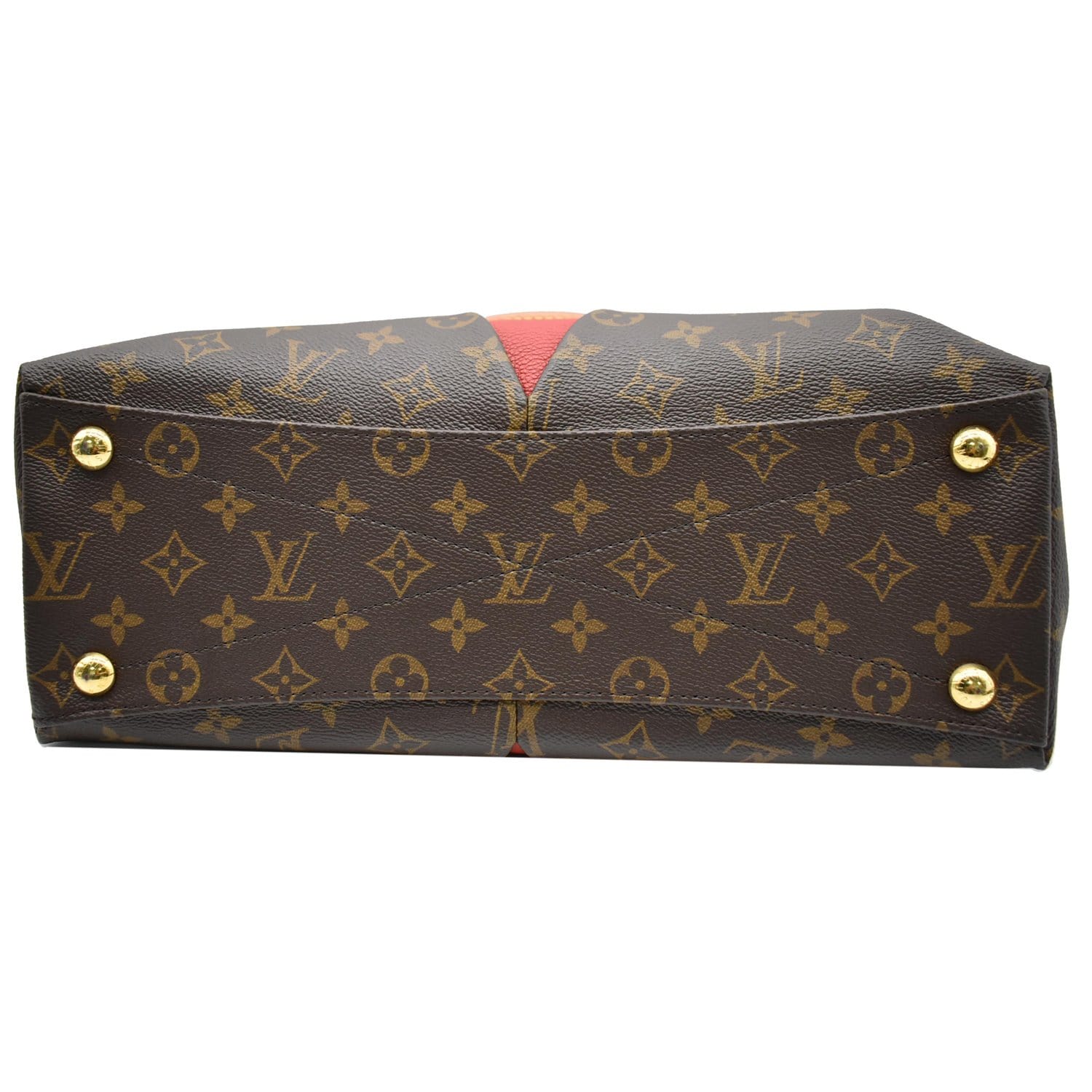 LOUIS VUITTON V Tote MM Monogram Canvas Tote Bag Cerise Red