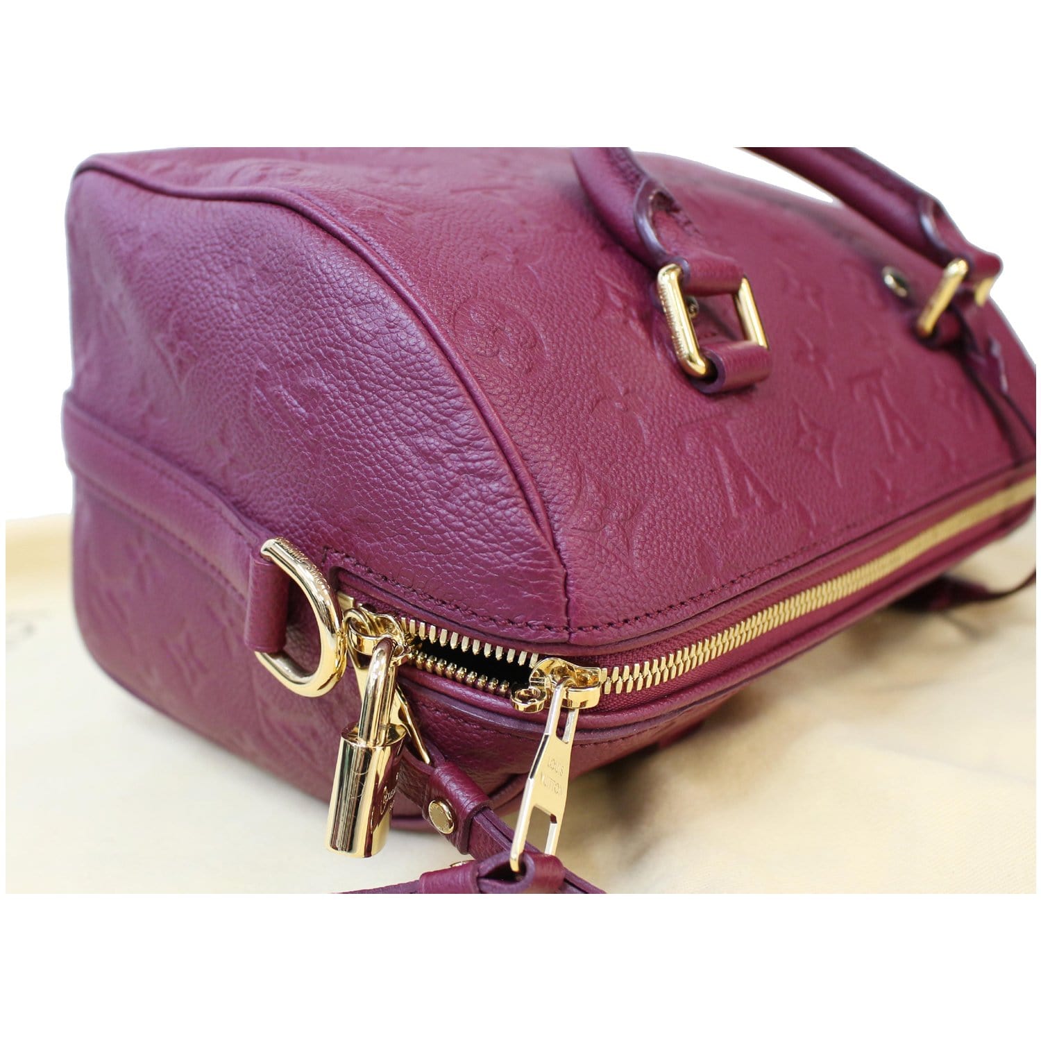 LOUIS VUITTON Speedy 25 Bandouliere Empreinte Leather Shoulder Bag Mulberry