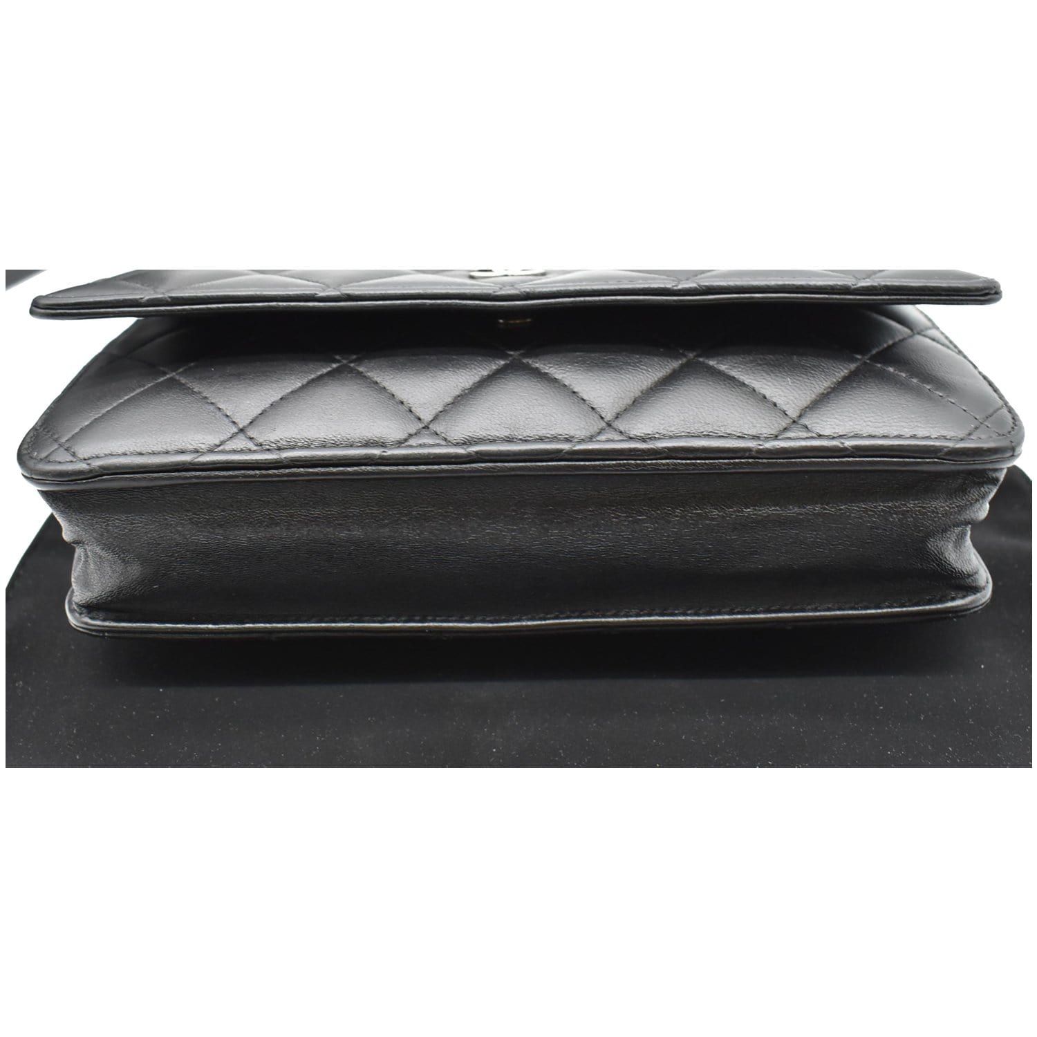 CHANEL WOC Lambskin Leather Chain Crossbody Bag Black