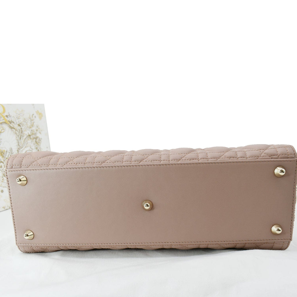 CHRISTIAN DIOR Lady Dior Large Quilted Leather Shoulder Bag Blush
