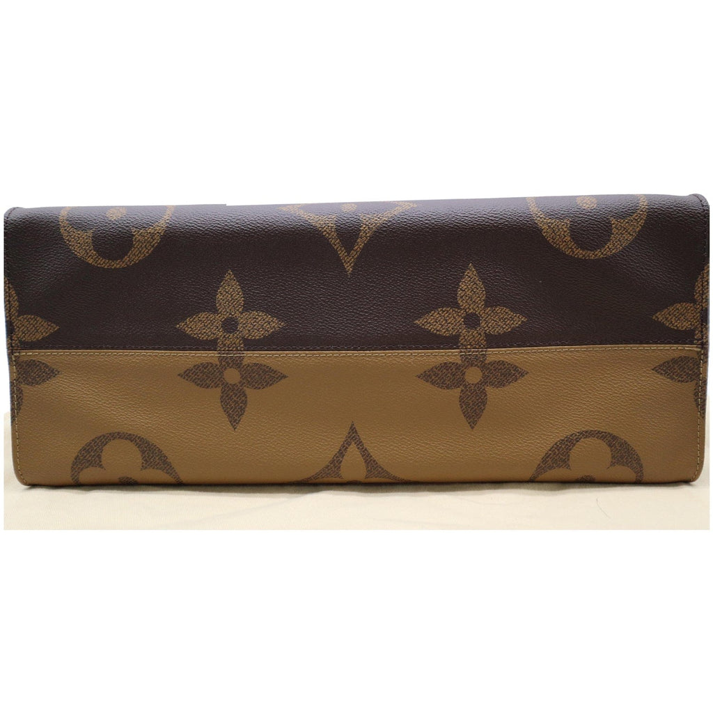 LOUIS VUITTON Onthego GM Reverse Monogram Canvas Tote Shoulder Bag Brown