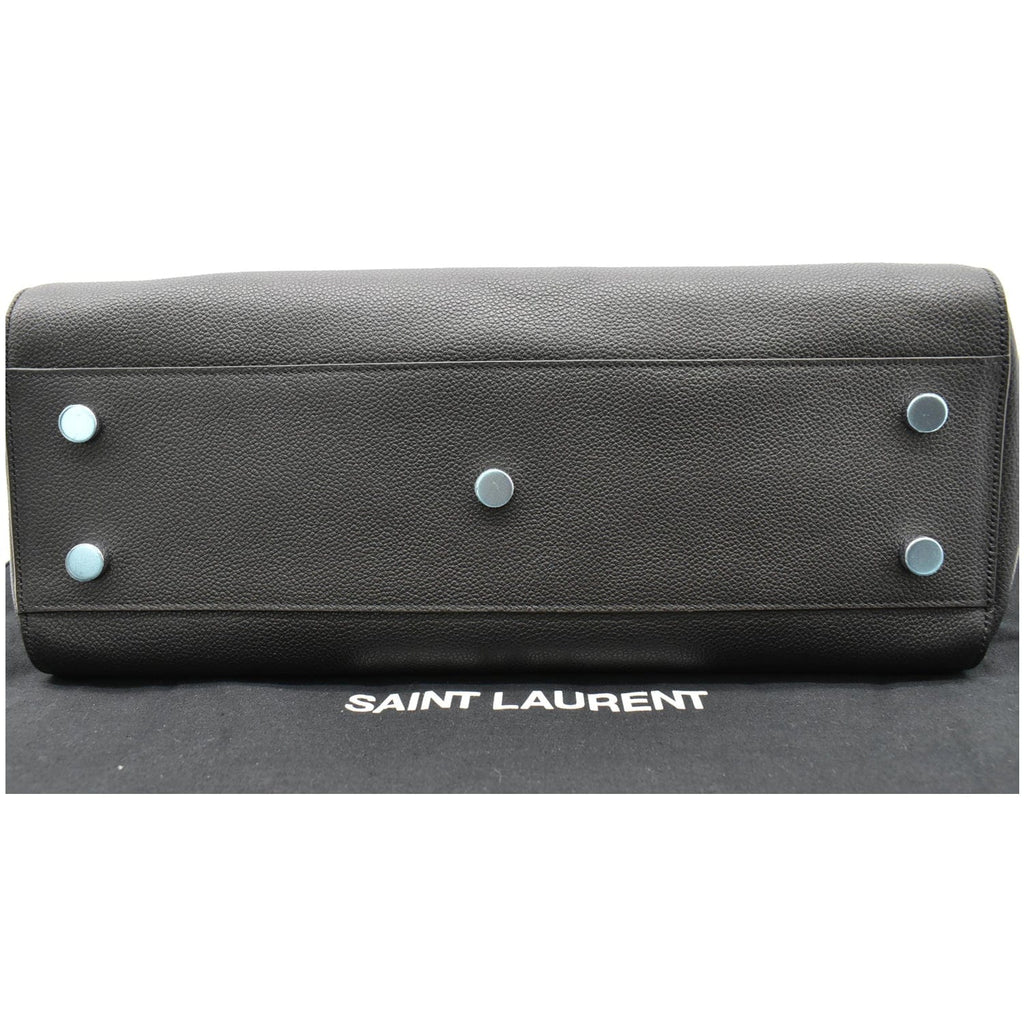 YVES SAINT LAURENT Cabas Rive Gauche Leather Tote Bag Black