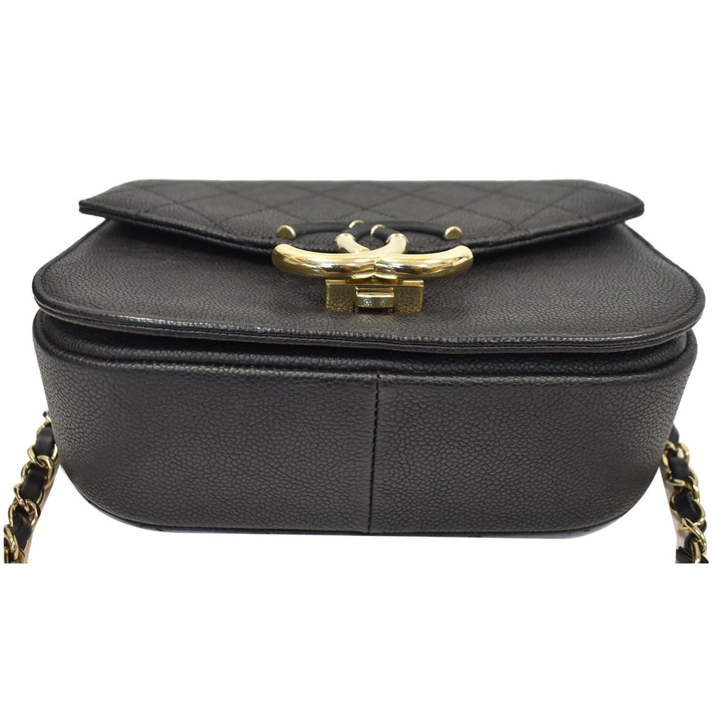 CHANEL Coco Cuba Quilted Grained Calfskin Leather Top Handle Bag Black